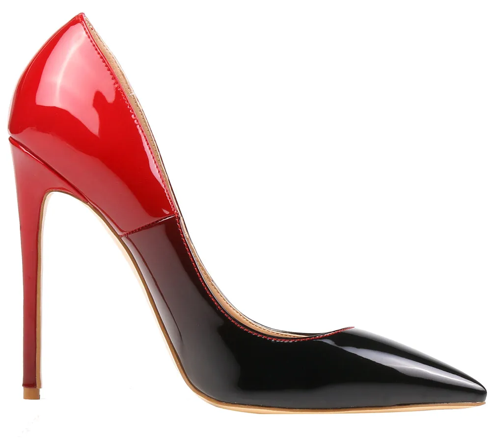 12cm Gradient Red Black Pumps Sexy Stilettos Dress Party High Heels