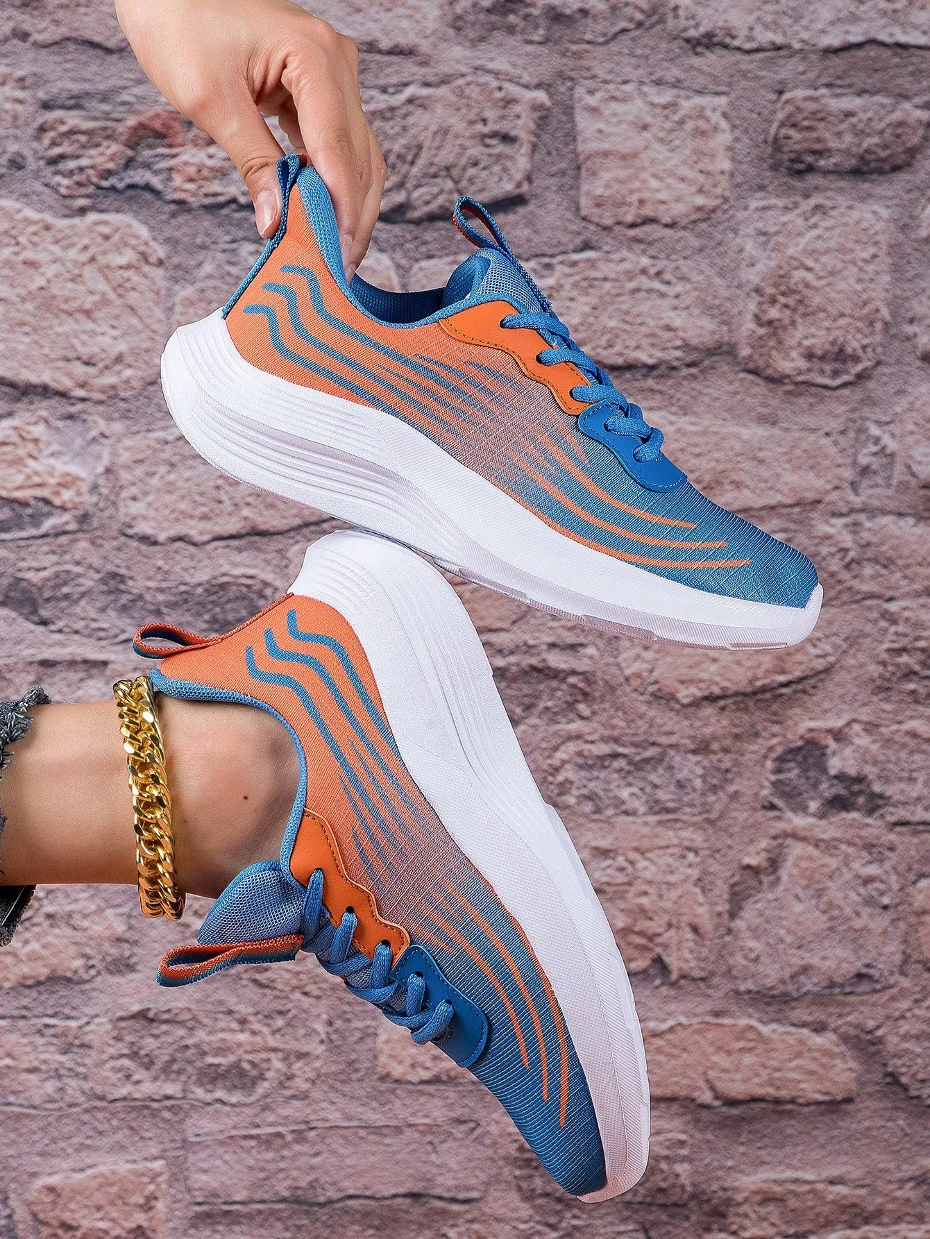 2024 New Arrival: Women's Casual Lightweight Sneakers - Blue and Orange