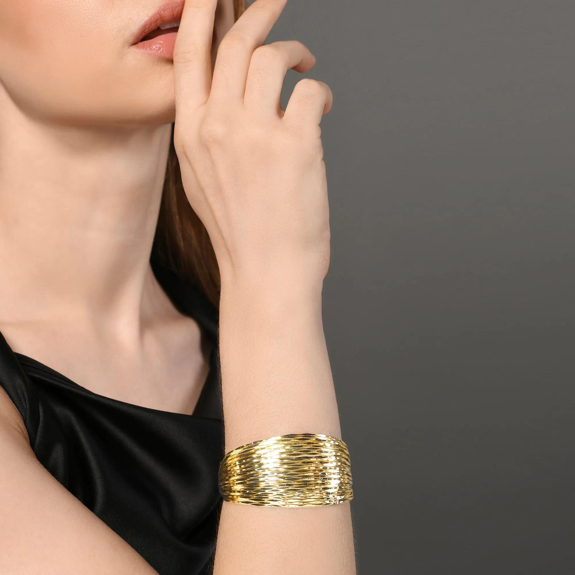 Accessorize London Women Gold Multilayer Cuff Bracelet