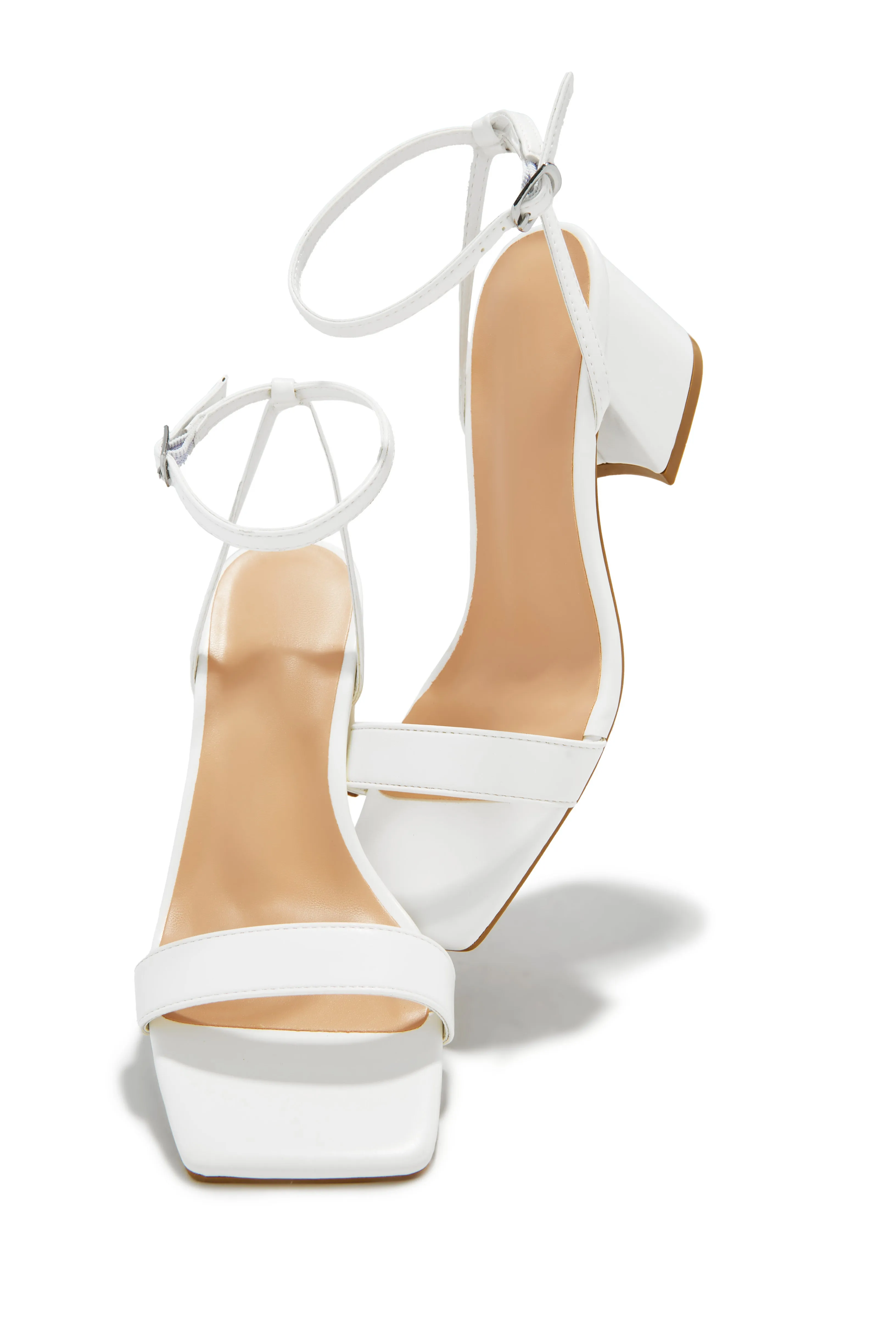 Alina Block Mid Heels - White