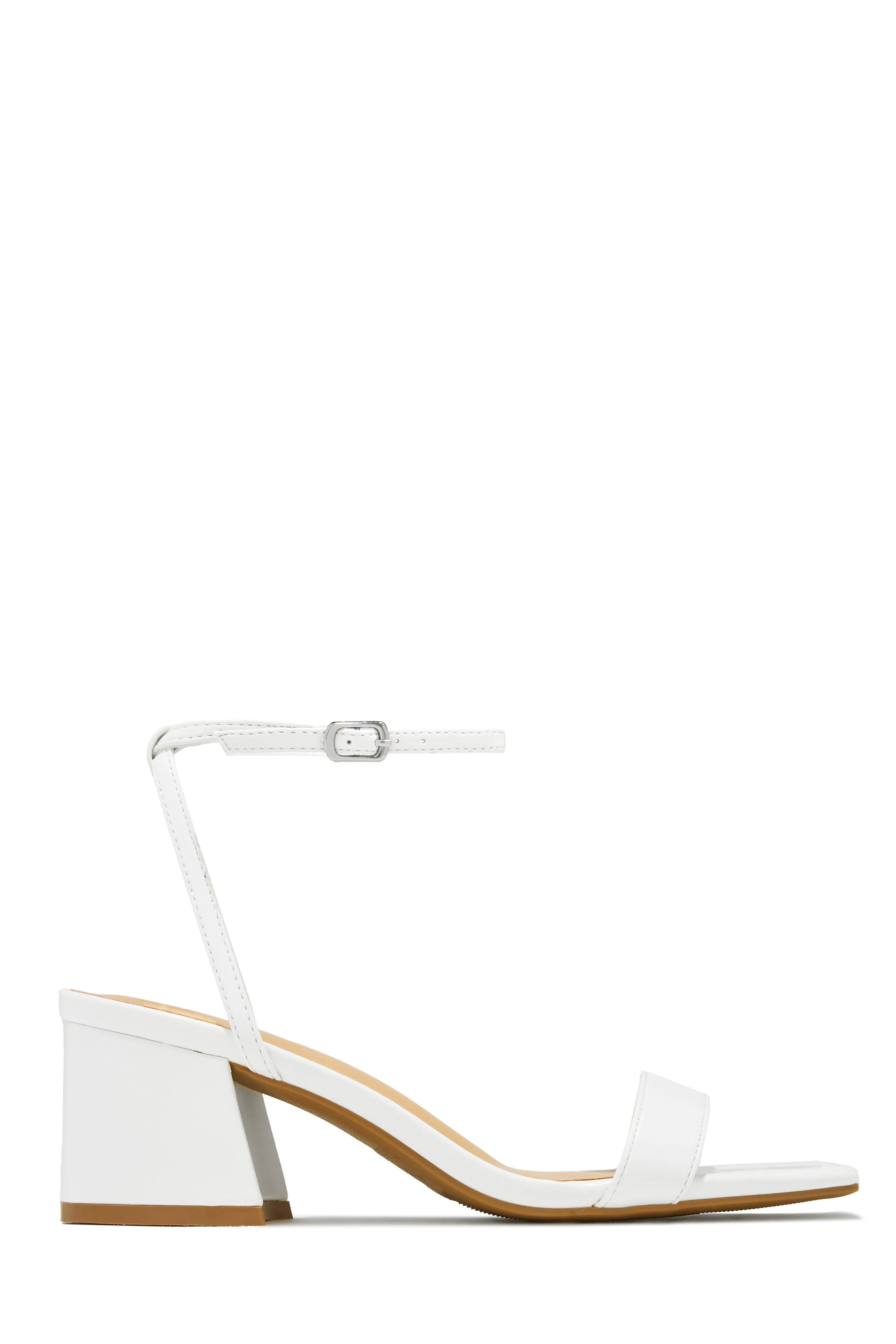 Alina Block Mid Heels - White