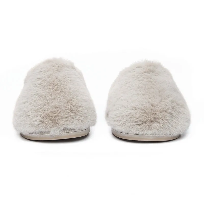 Ariana - Luxury Faux Fur Mule Slipper - Trace Grey