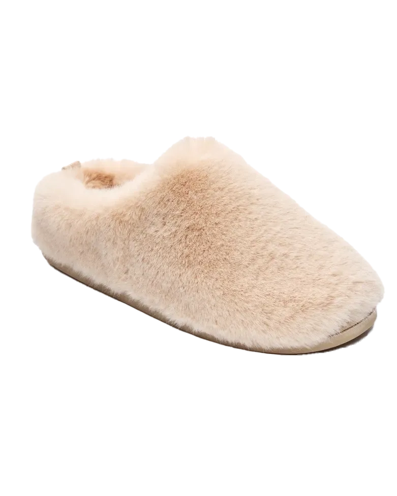 Ariana Luxury Faux Fur Mules in Gingerbread