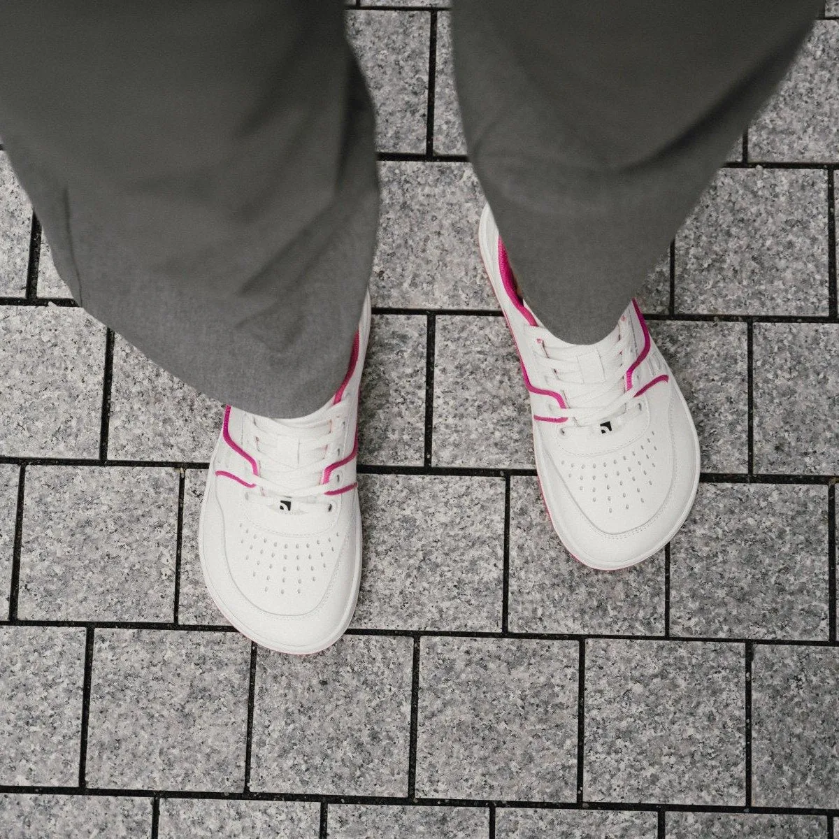 Barefoot Sneakers Barebarics Arise - White & Raspberry Pink CLEARANCE