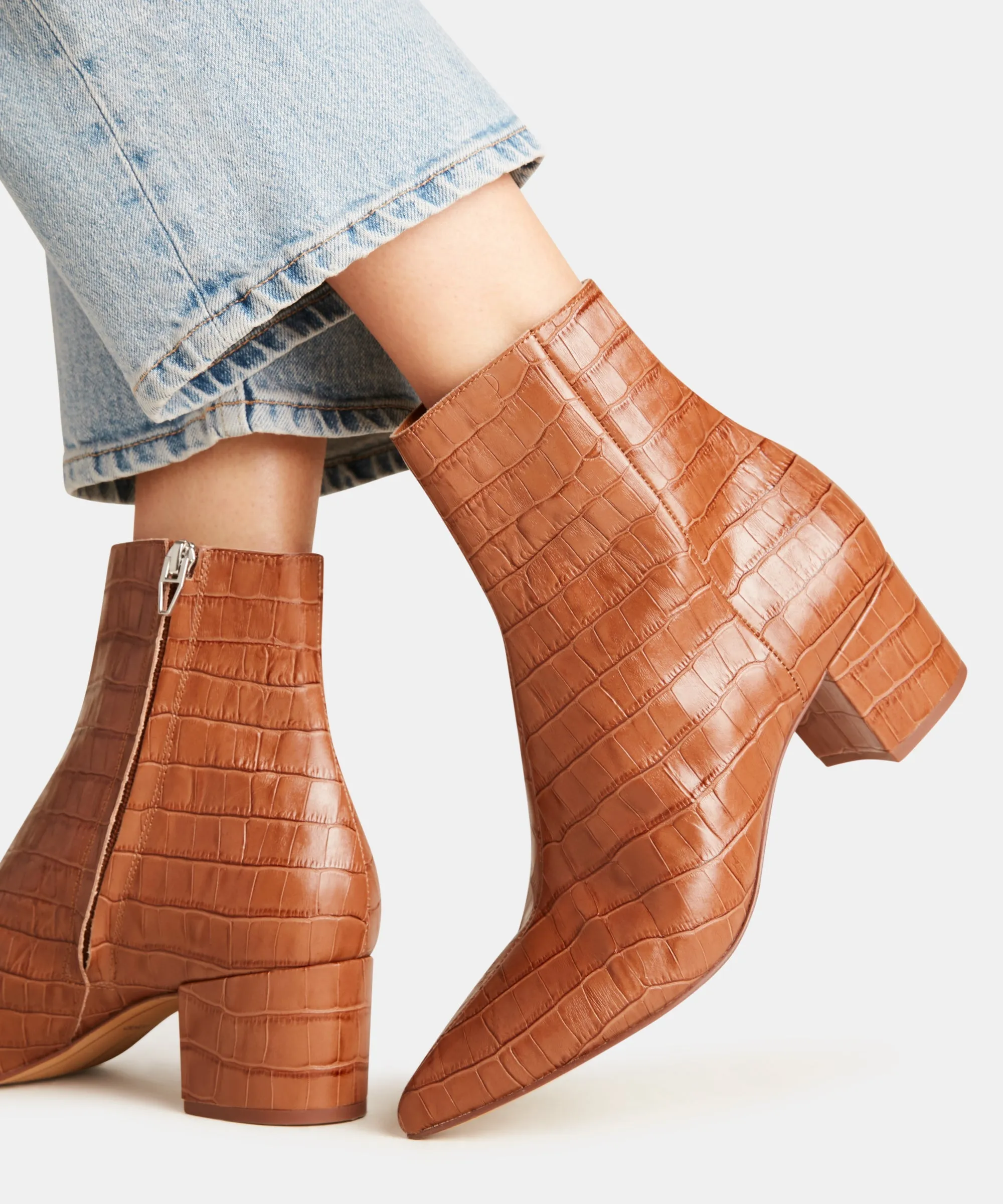 BEL BOOTIES COGNAC CROCO - re:vita