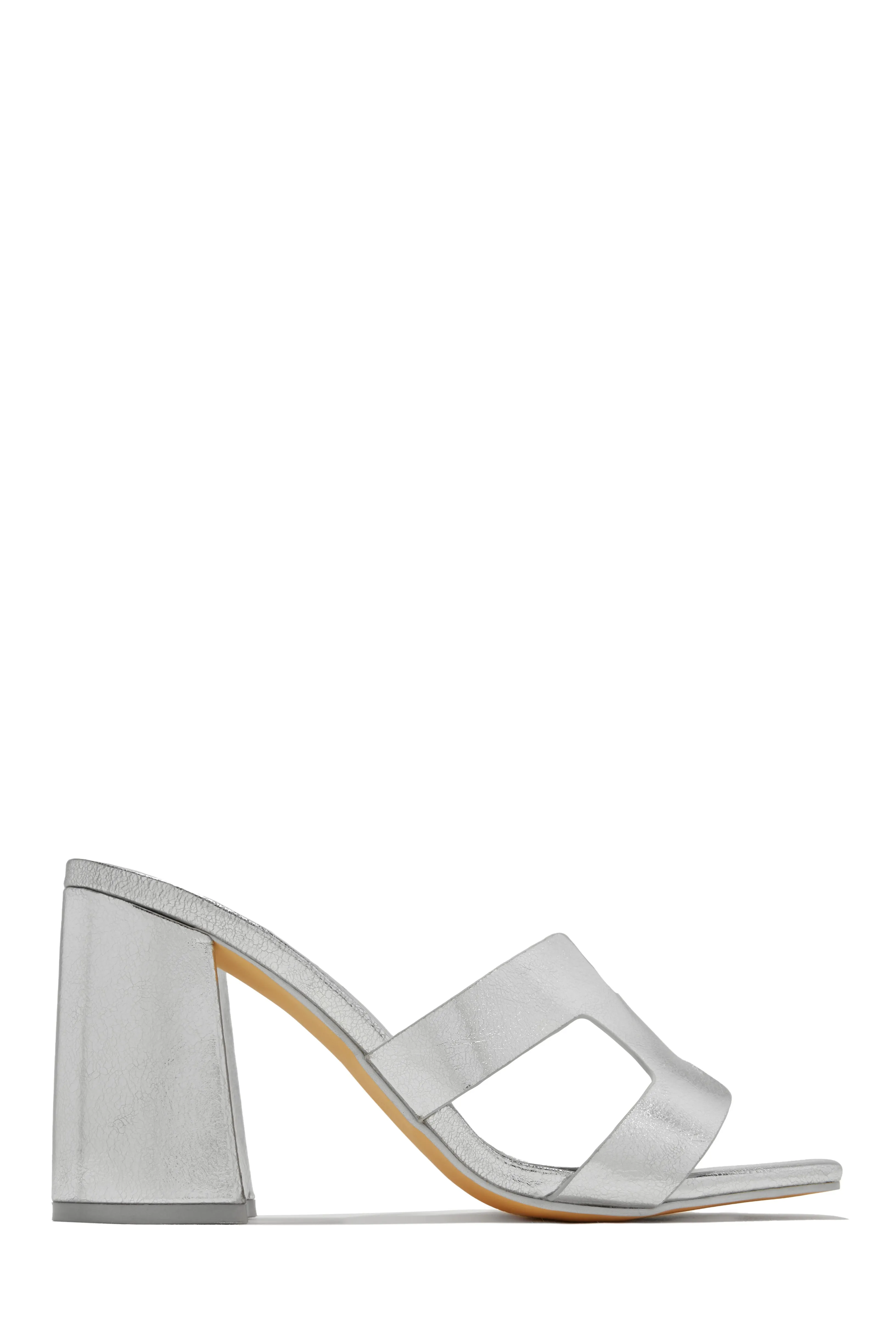 Bianka Block Mid Heels - Silver