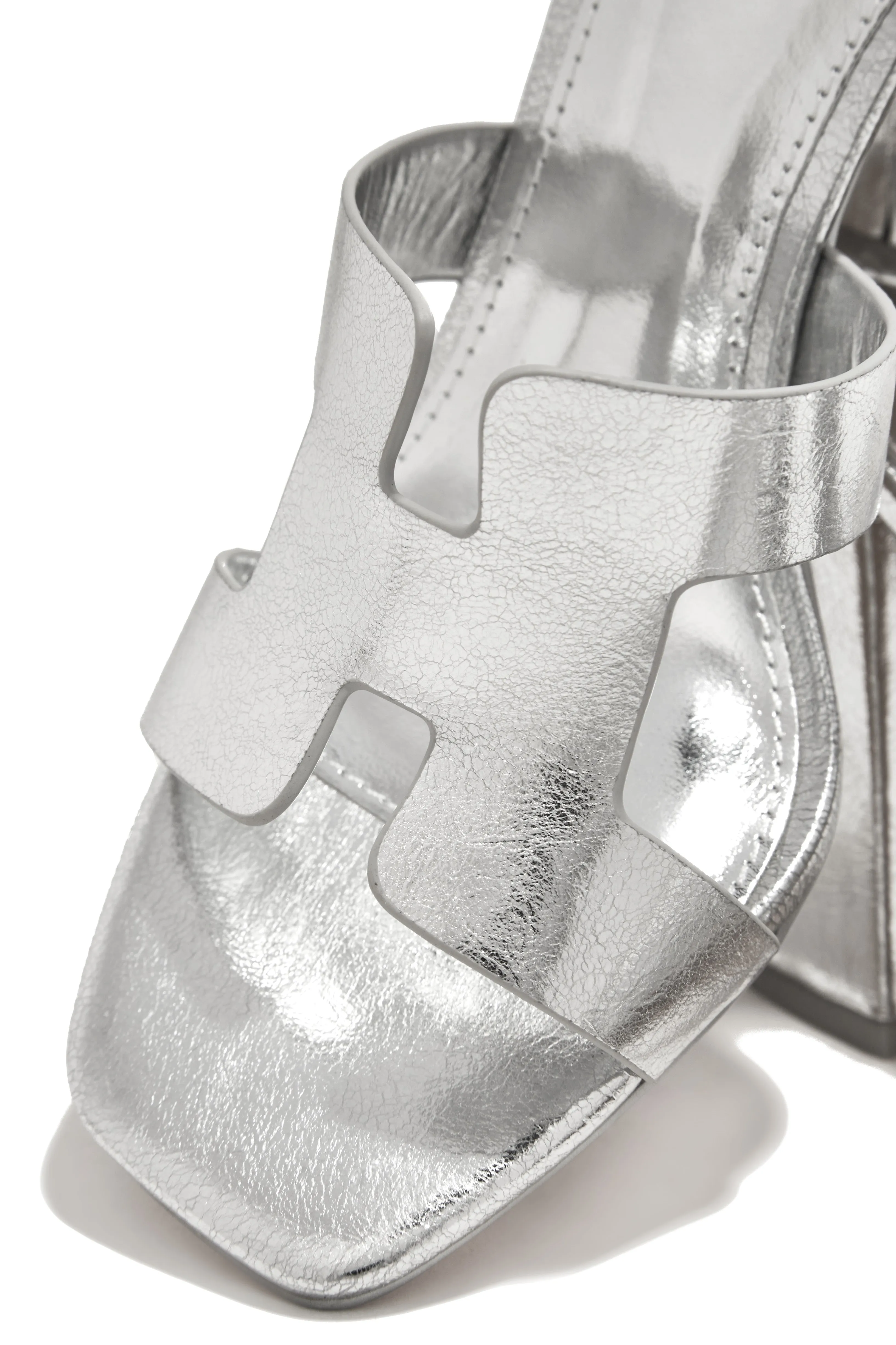 Bianka Block Mid Heels - Silver