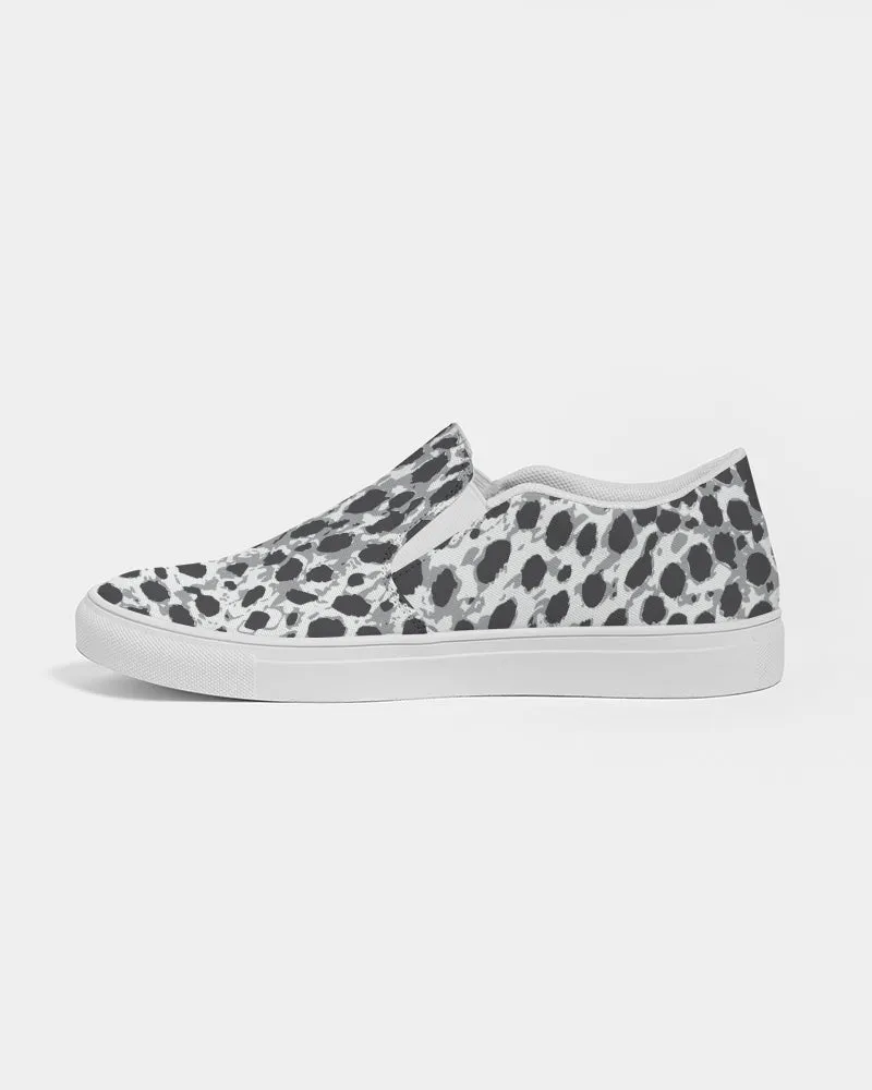 Black & White Leopard Print Men's Slip On Canvas Shoe