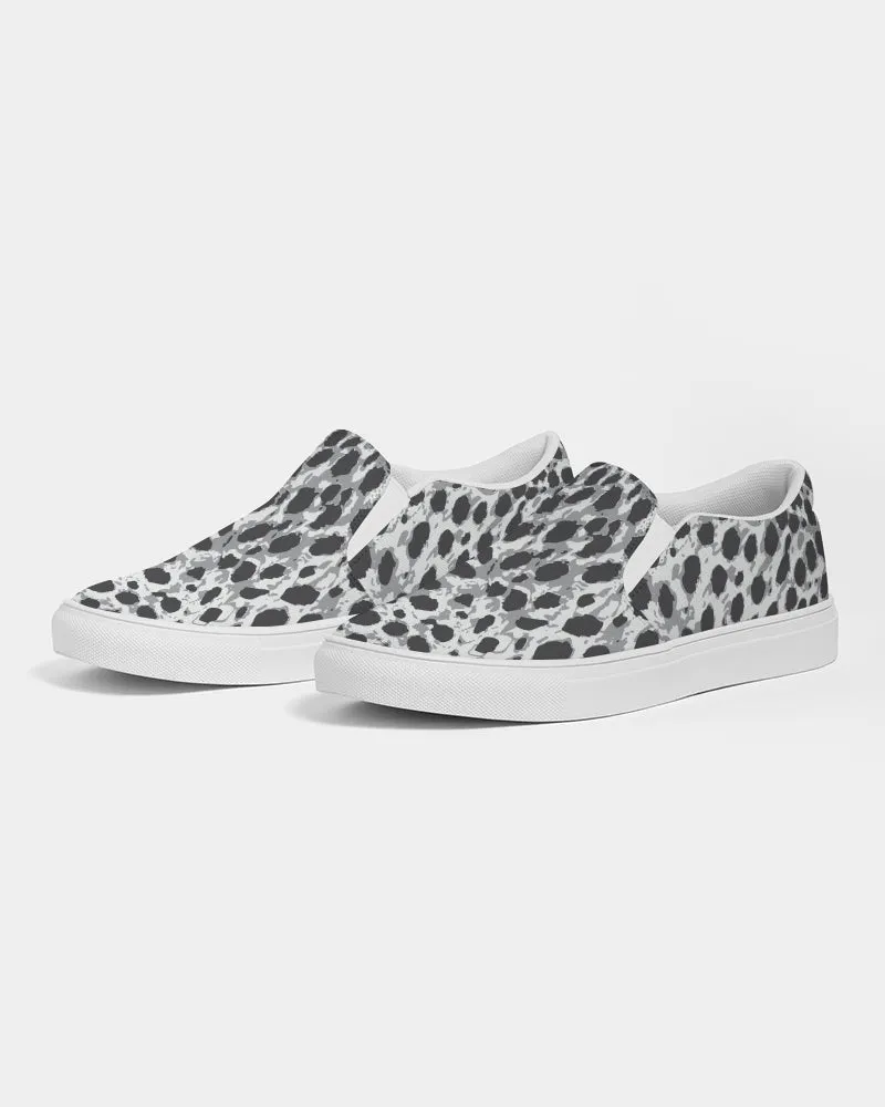 Black & White Leopard Print Men's Slip On Canvas Shoe