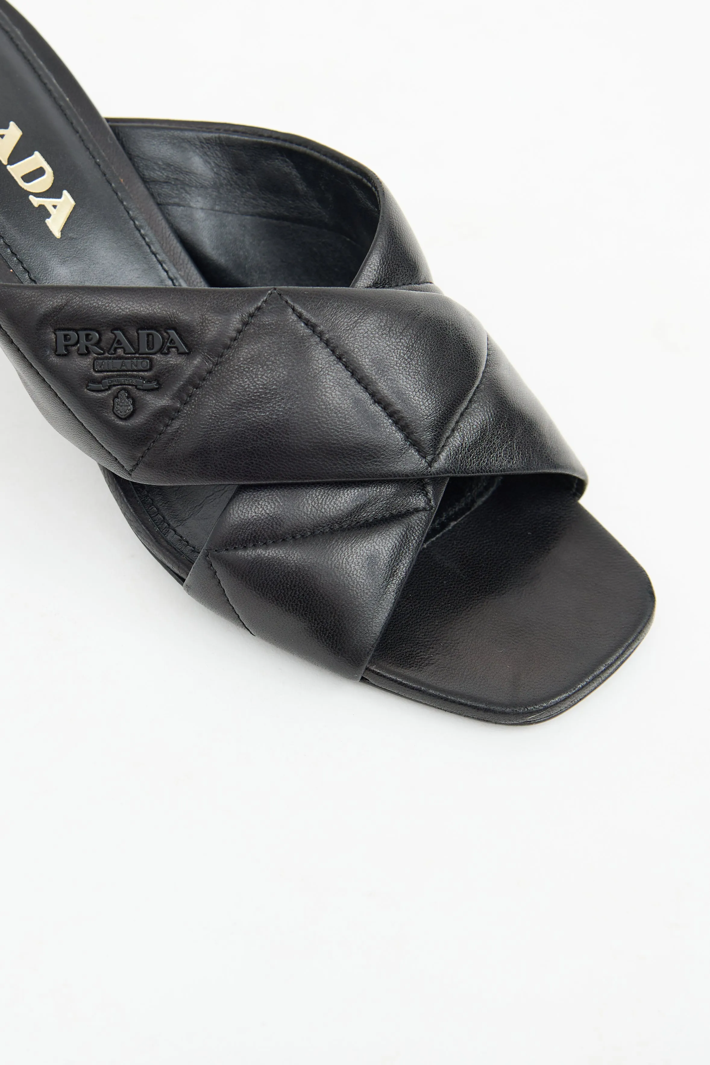 Black Quilted Leather Mule