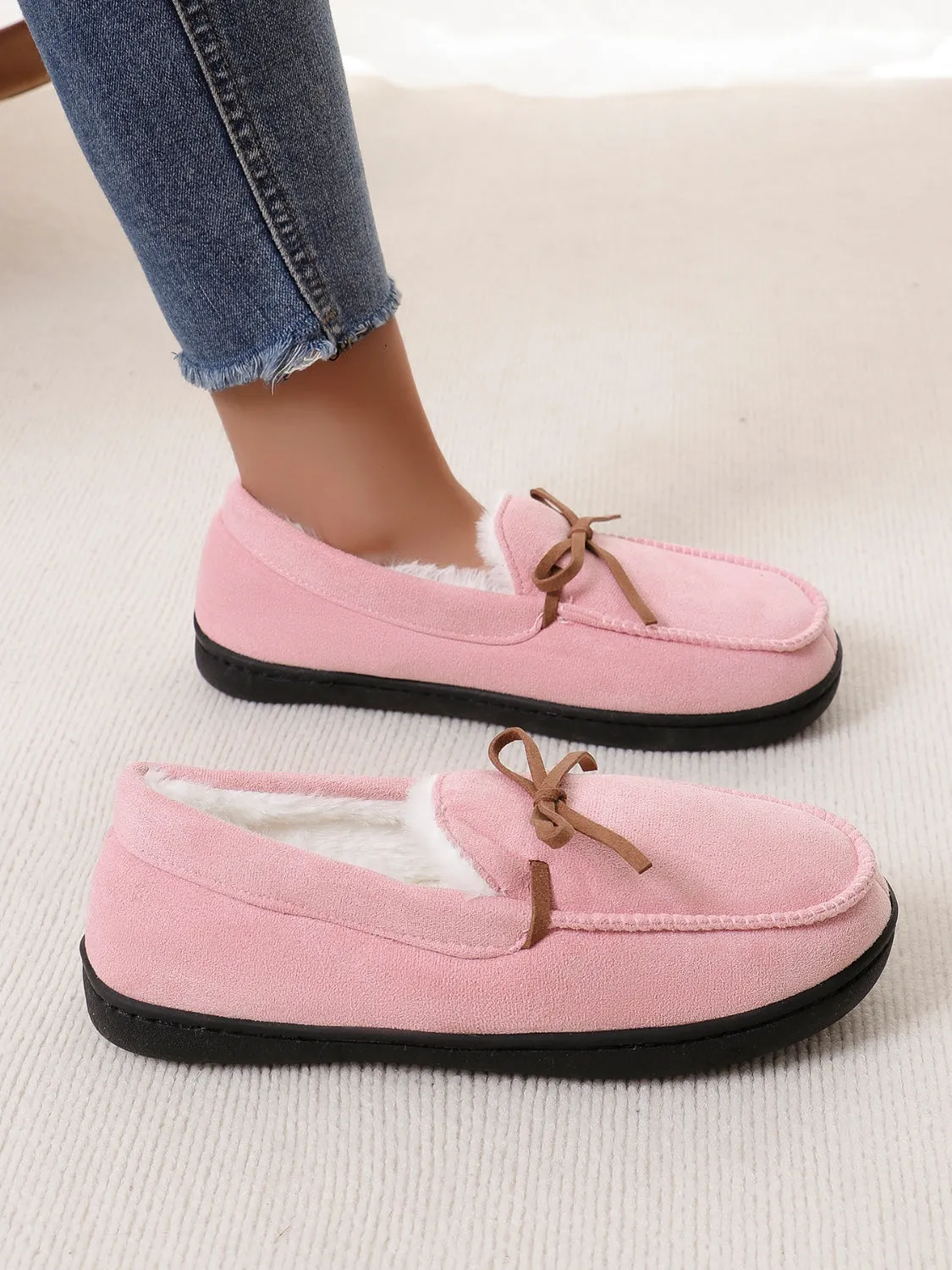 Bow Round Toe Flat Slip-Ons