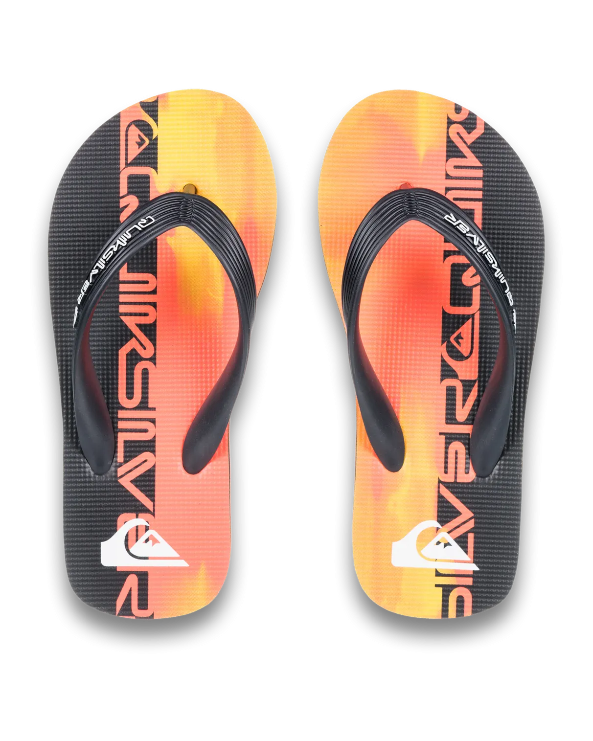 Boys Molokai Art 25 Flip Flops in Fiery Coral Wordblock