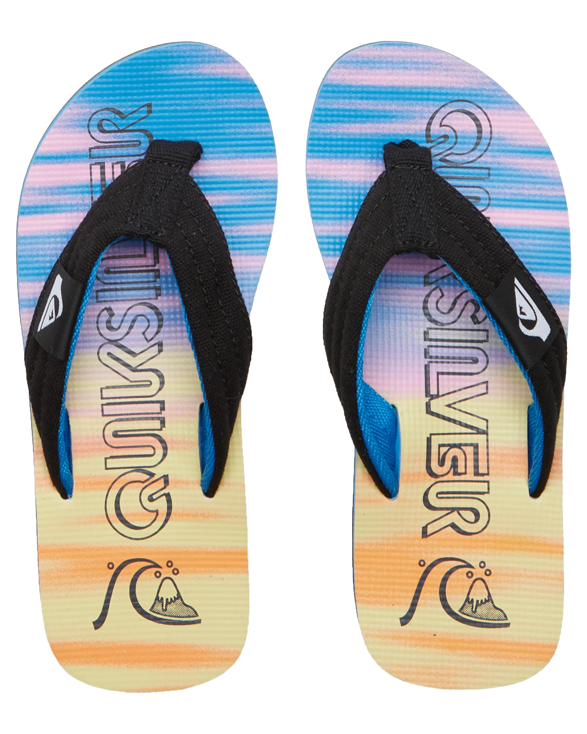 Boys Molokai Layback II Flip Flops in Black, Blue & Pink