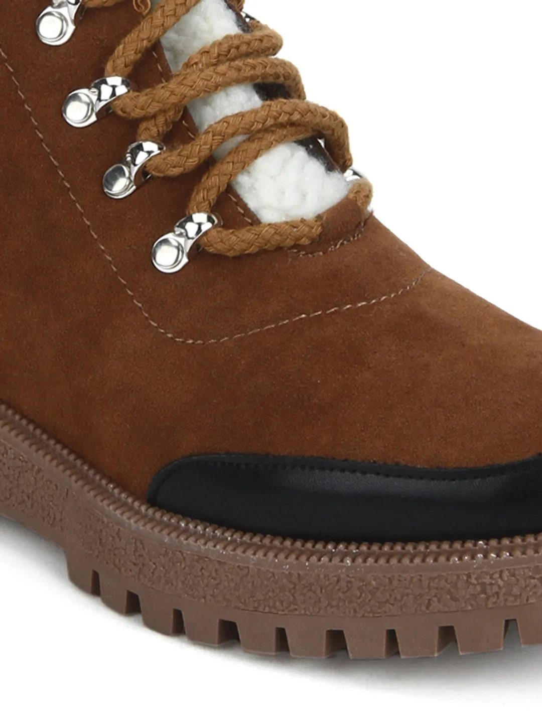 Brown SU Lace-Up Ankle Boots