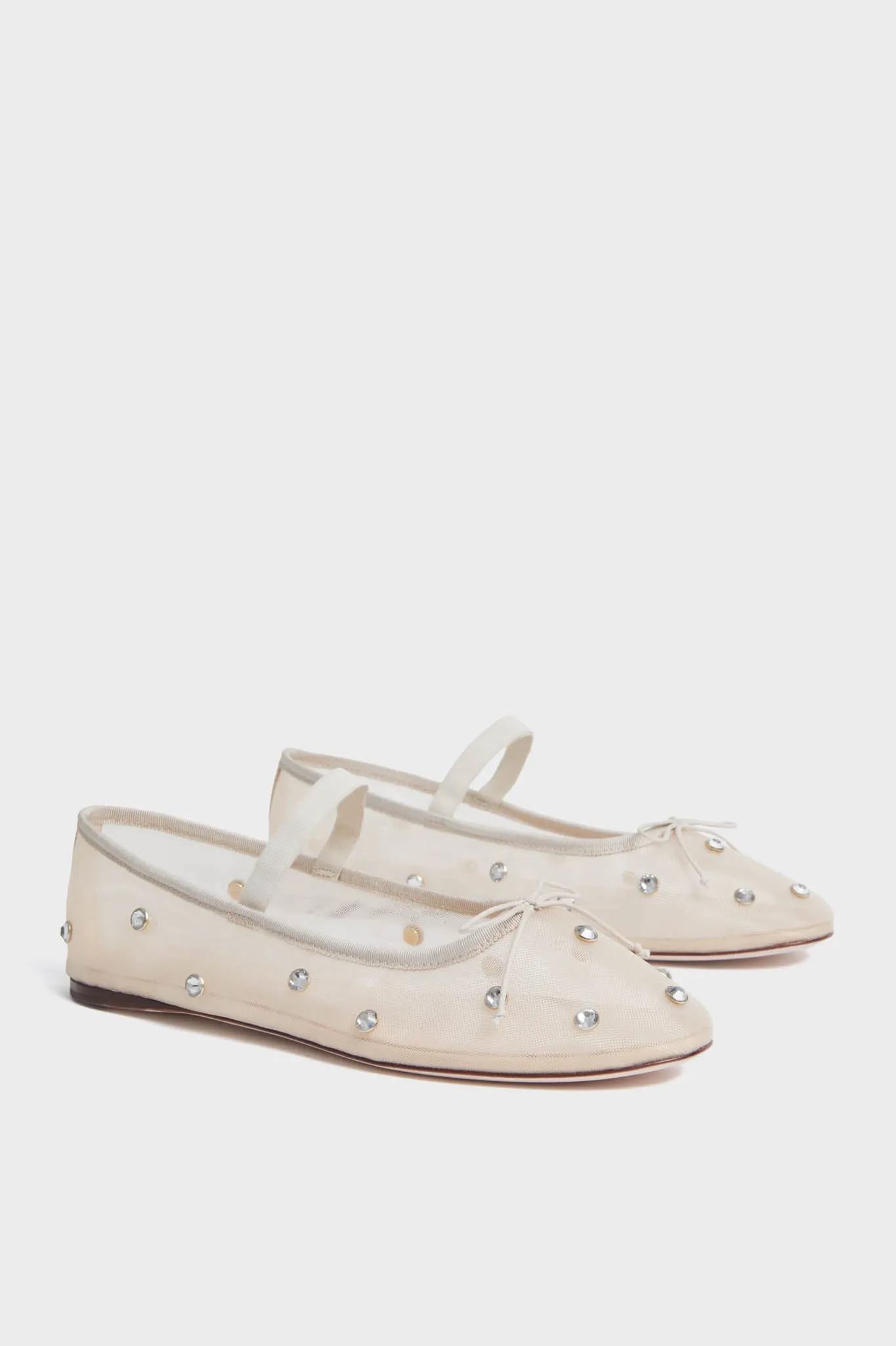 Cream Mesh with Clear Rhinestones Leonie Flats