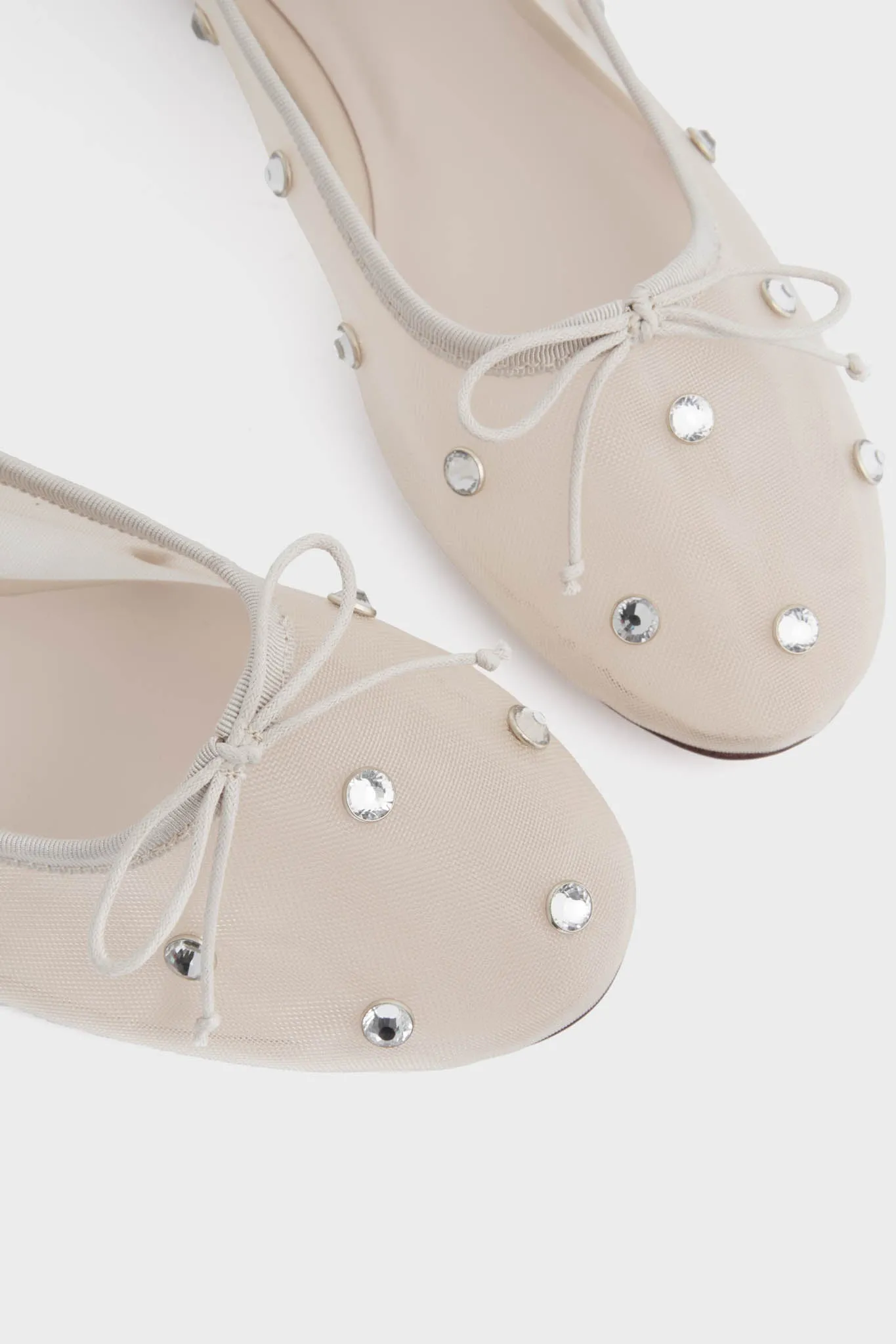 Cream Mesh with Clear Rhinestones Leonie Flats