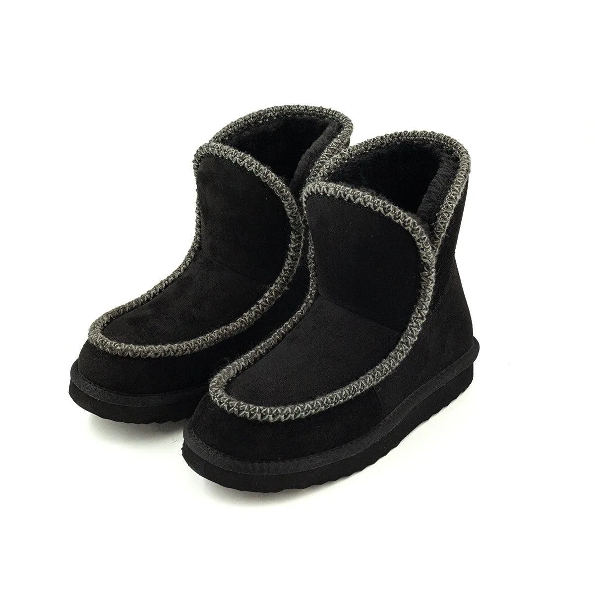 Crown Vintage Sylvesa Snow Boots Fabric Black Colour For Women