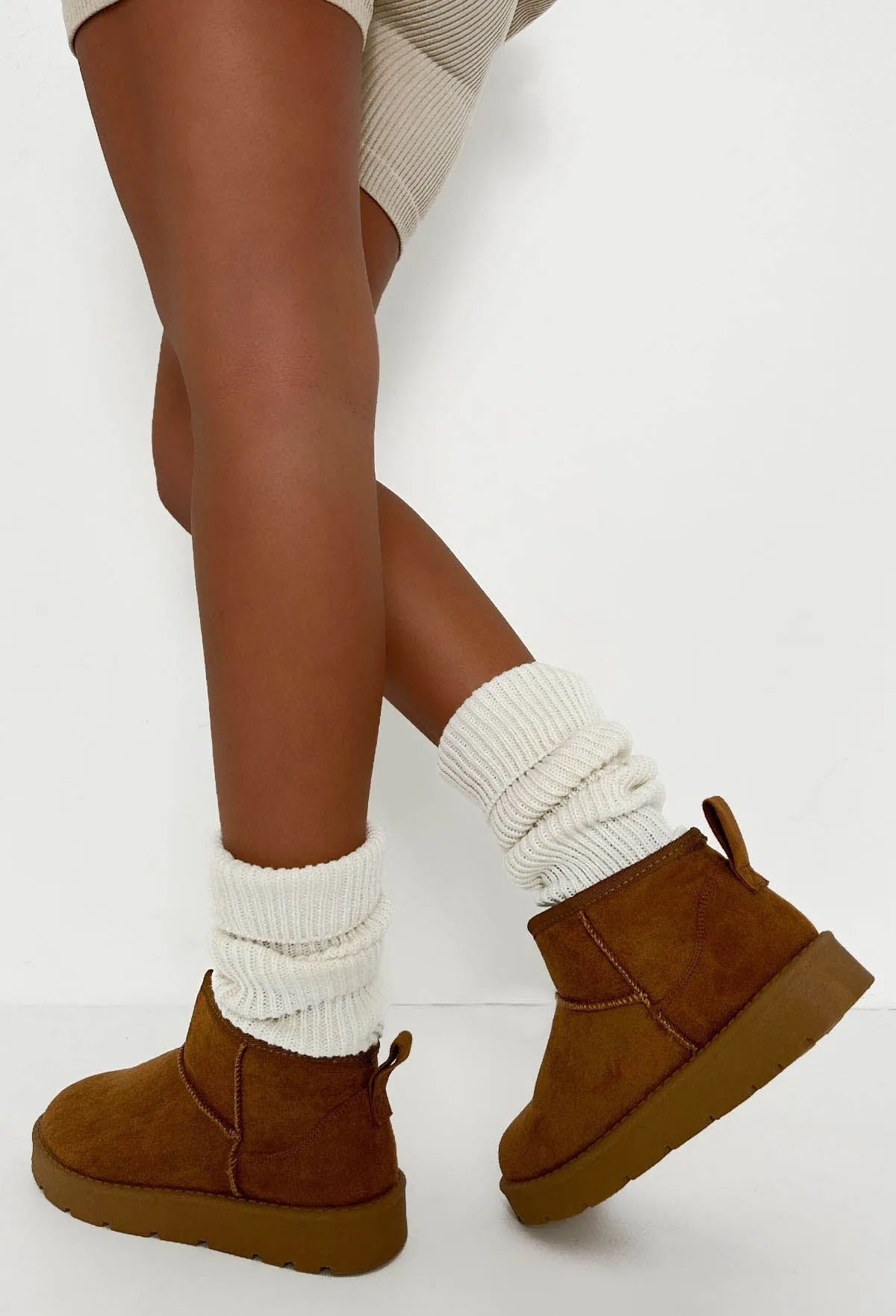 Cute Babe Chestnut Faux Fur Lining Cosy Boots