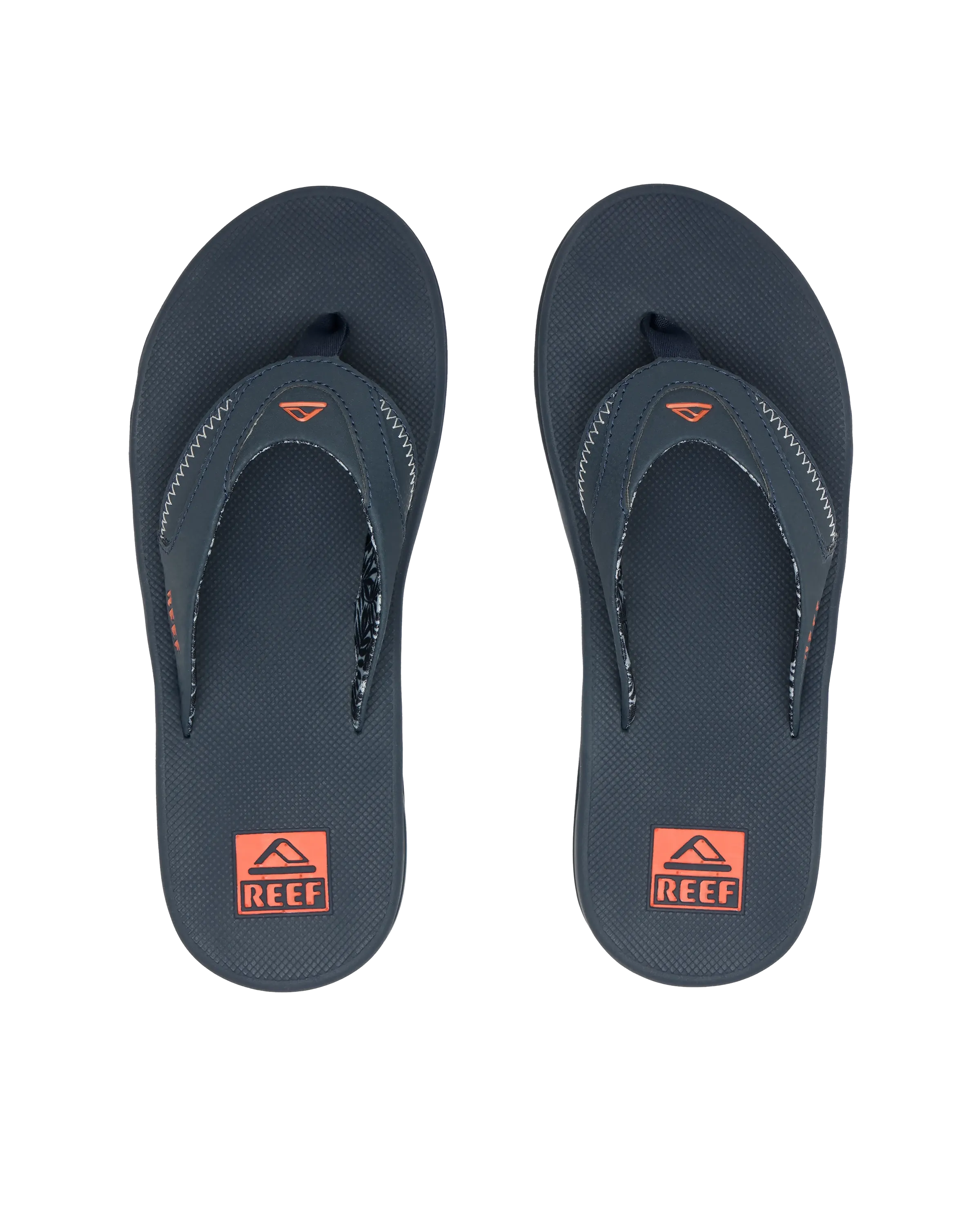 Fanning Flip Flops in Navy & Orange