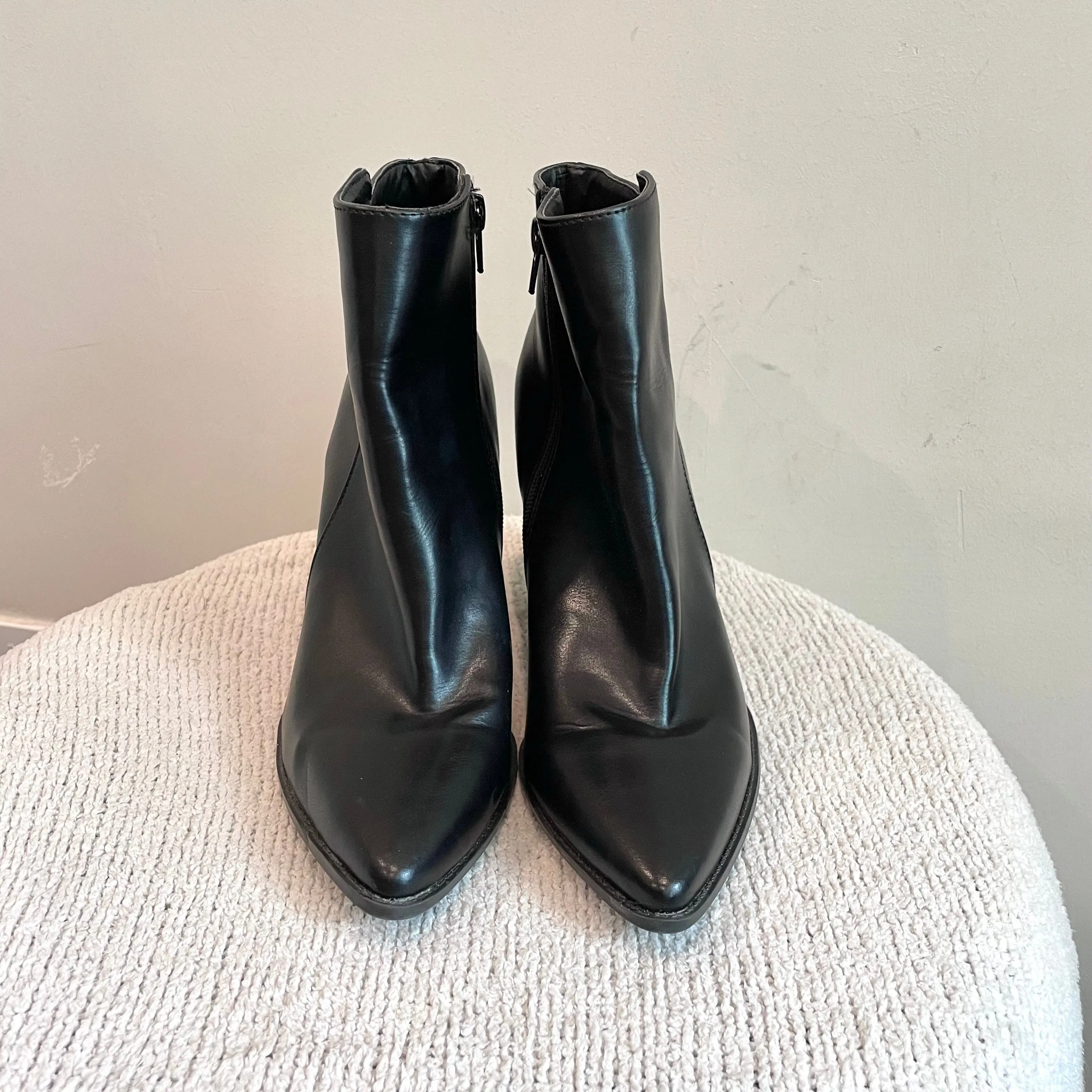 Faux Leather Pointed Toe Boots