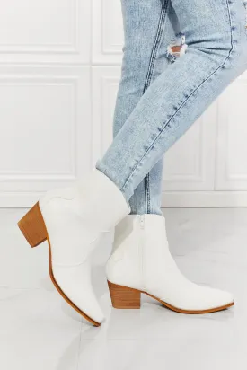 Faux Leather Western Ankle Boots in White