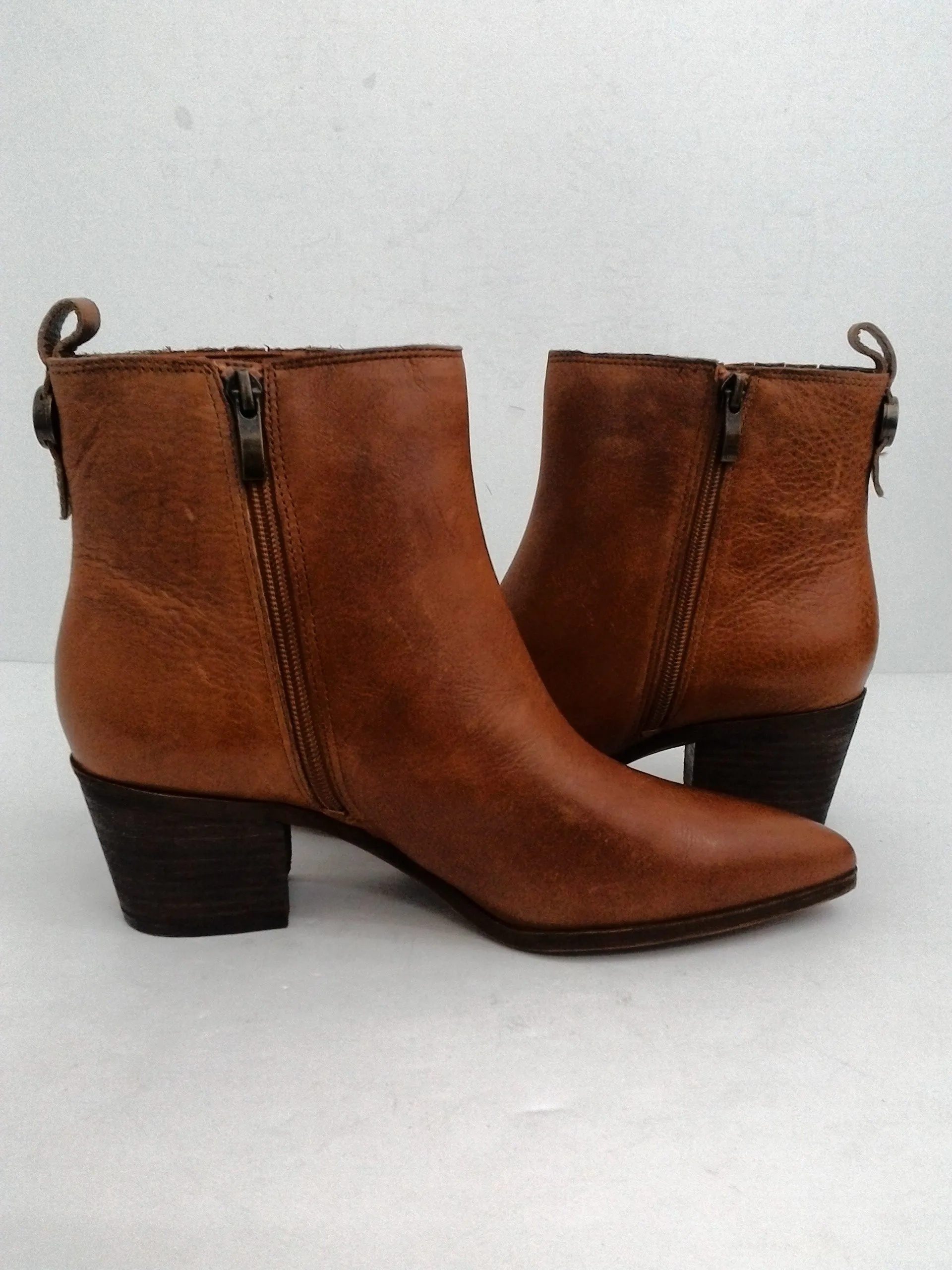 Franco Sarto Women's Brown Leather Booties Size 9 M