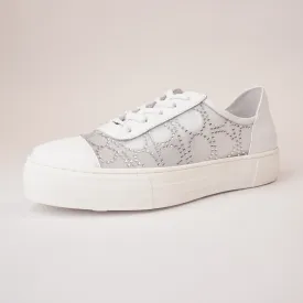 Fresno White Leather Mesh Sneakers