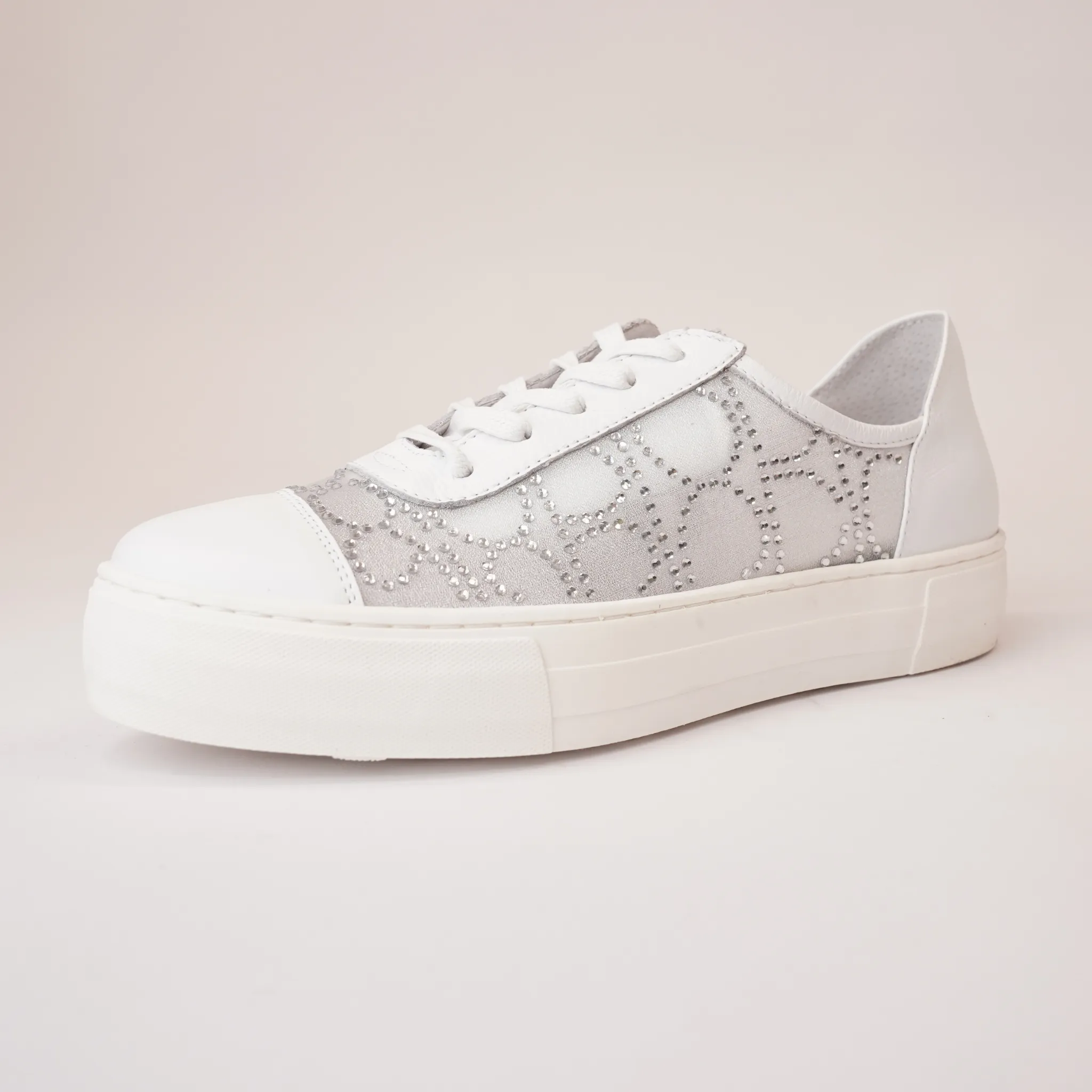 Fresno White Leather Mesh Sneakers