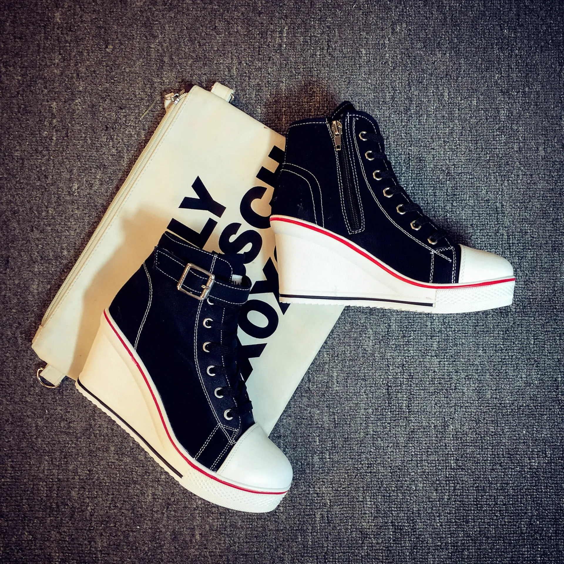 Funki Buys | Boots | Women's High Top Platform Wedge Sneaker