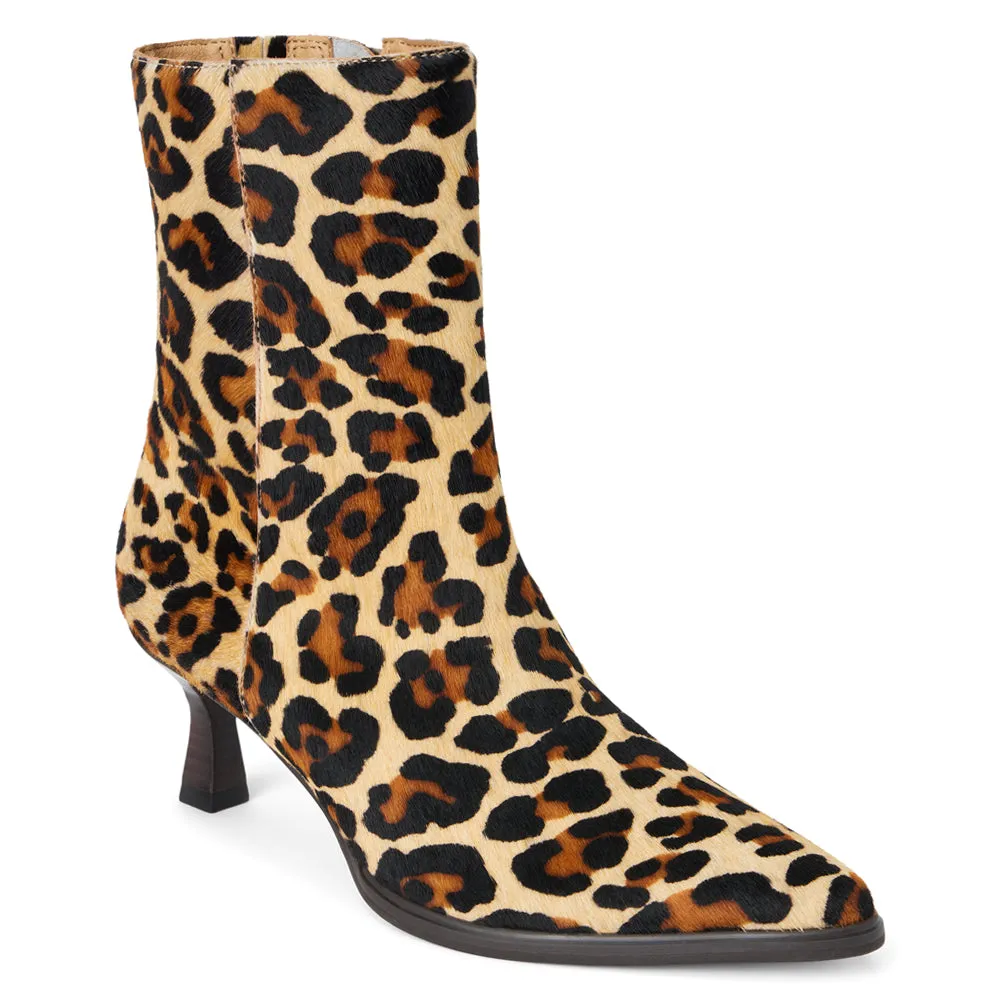 Gabbie Leopard Print Pointed Toe Zippered Booties