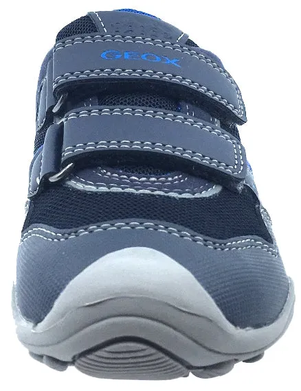 GEOX Boy's Arno Hook and Loop Sneaker (Navy/Royal Blue)