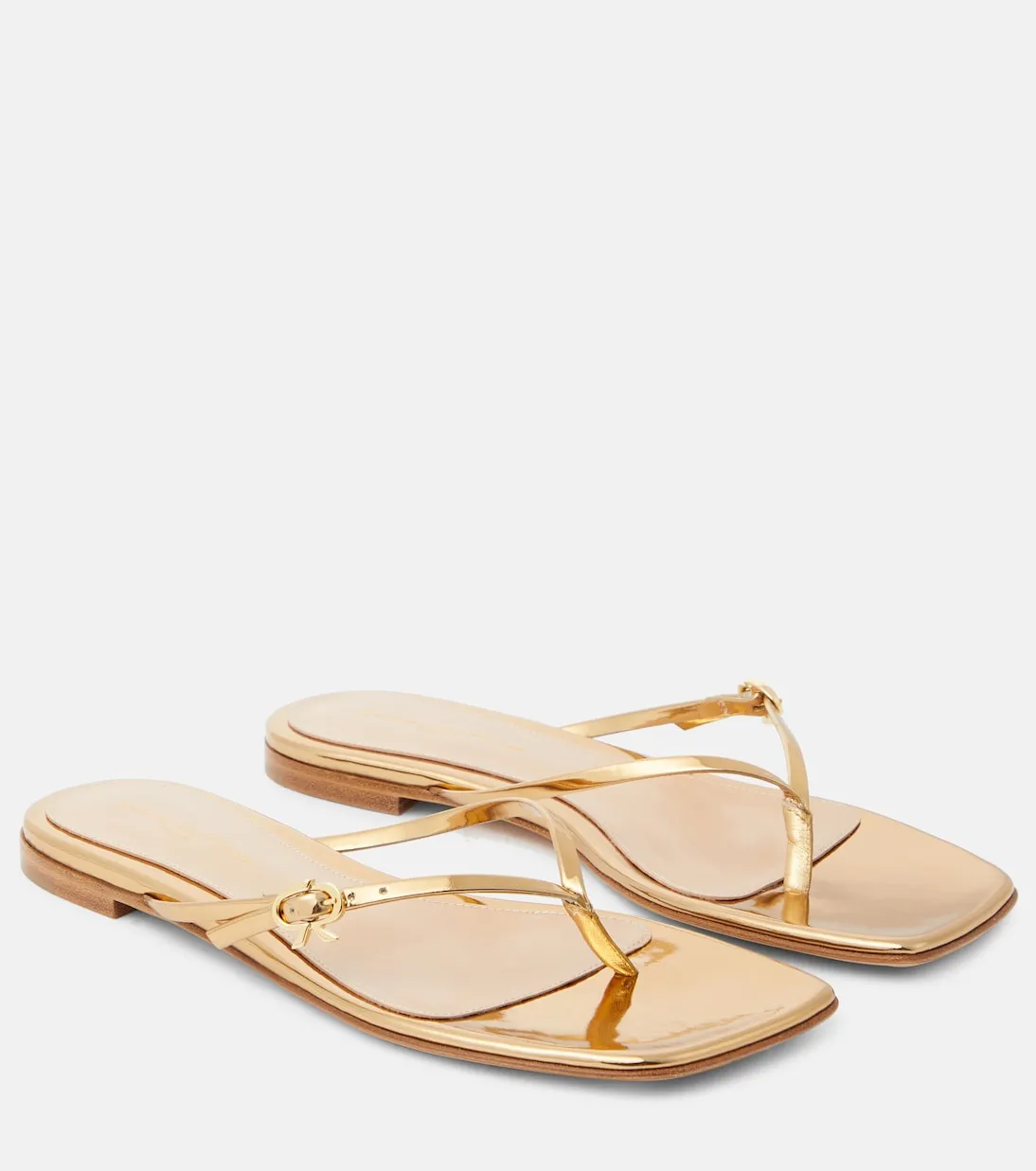 Gianvito Rossi mirrored leather strappy sandals, gold