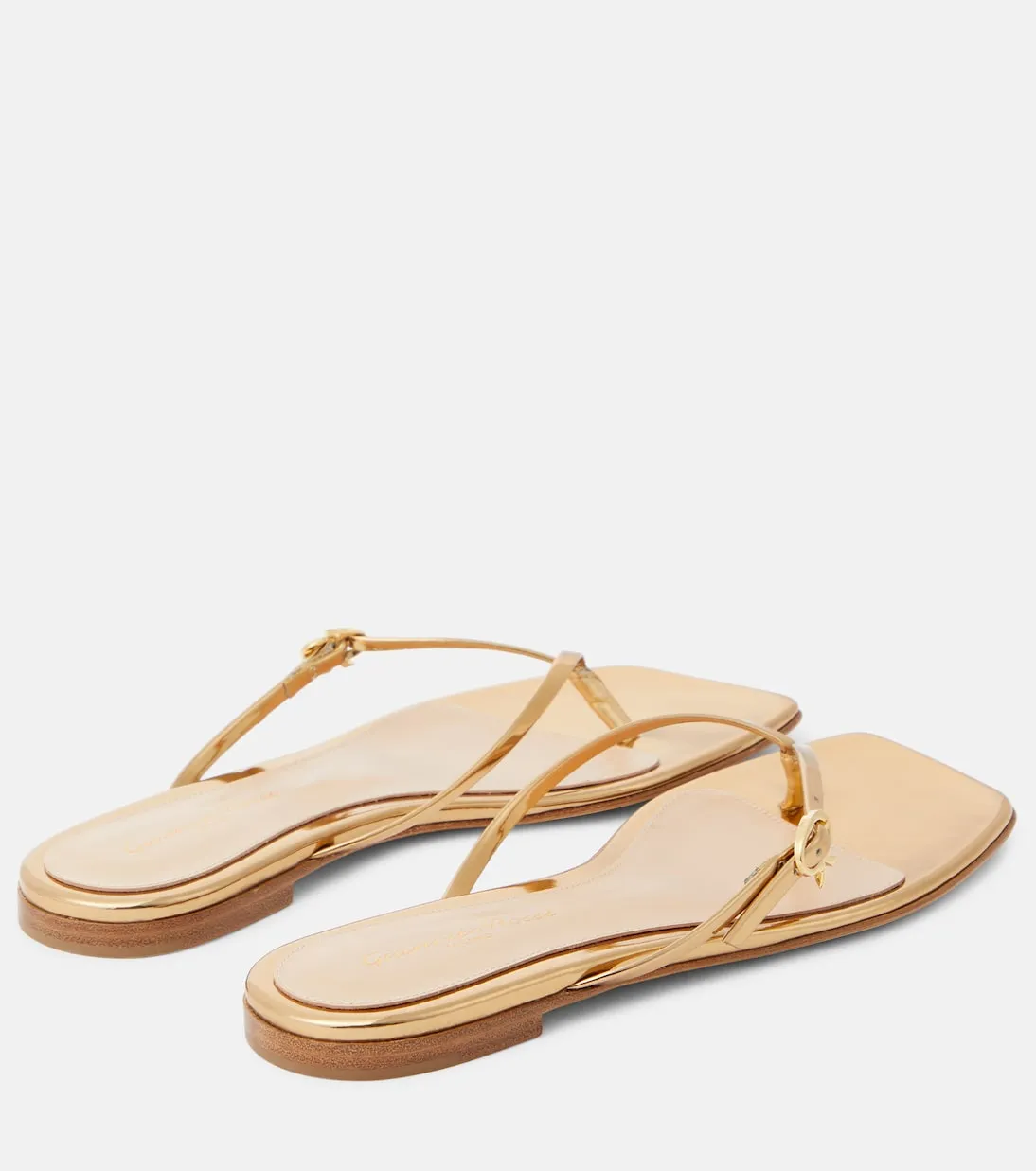 Gianvito Rossi mirrored leather strappy sandals, gold