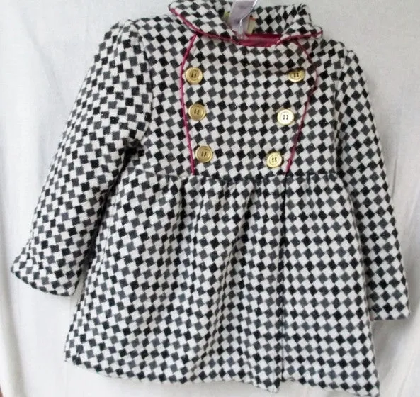 Girls Junior Youth PENELOPE MACK Dress JACKET Coat PARKA 6 BLACK WHITE CHECK