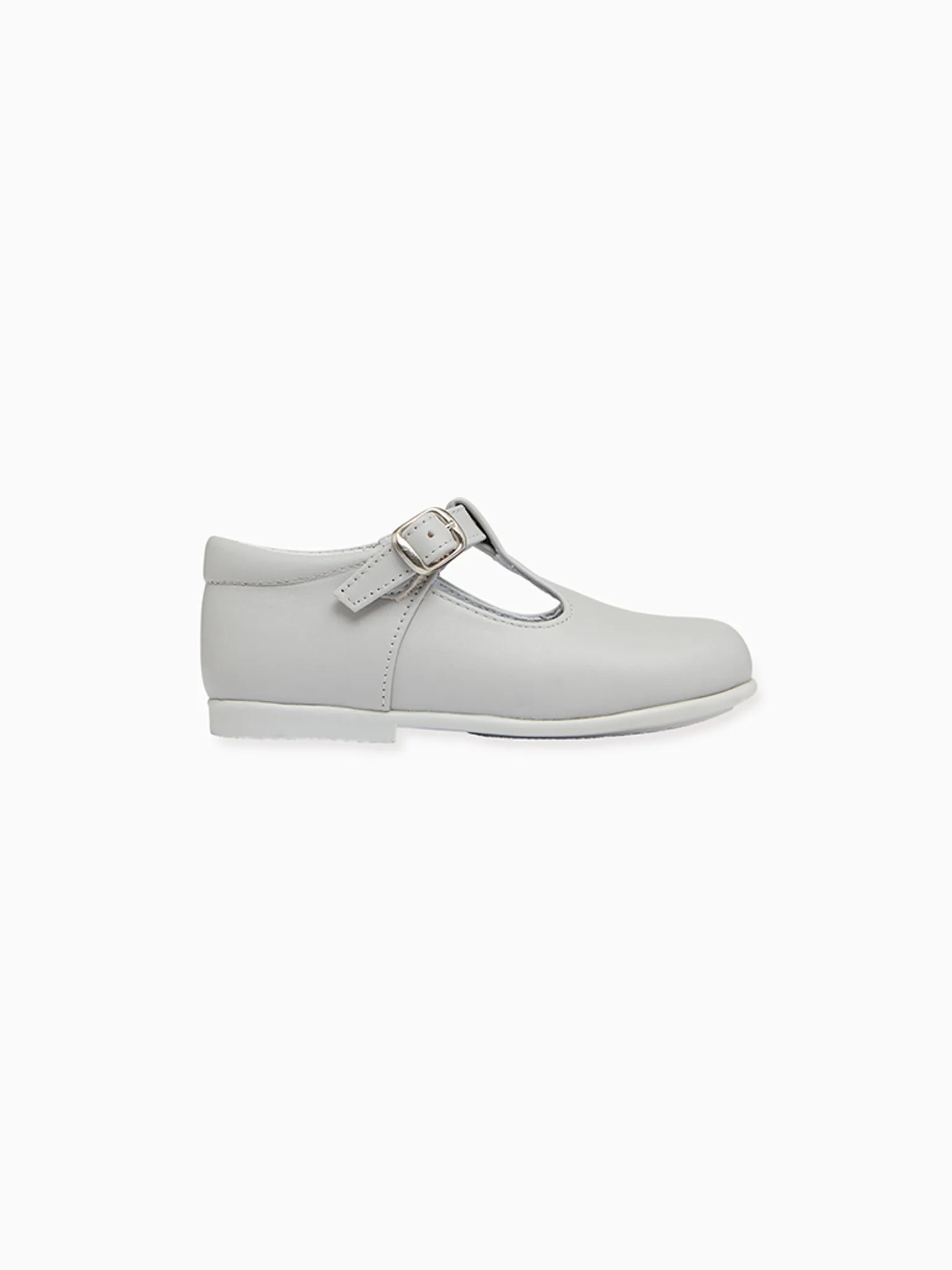 Grey Leather Toddler T-Bar Shoes