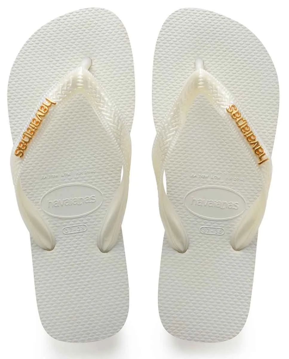 Havaianas Logo Meta In White Gold