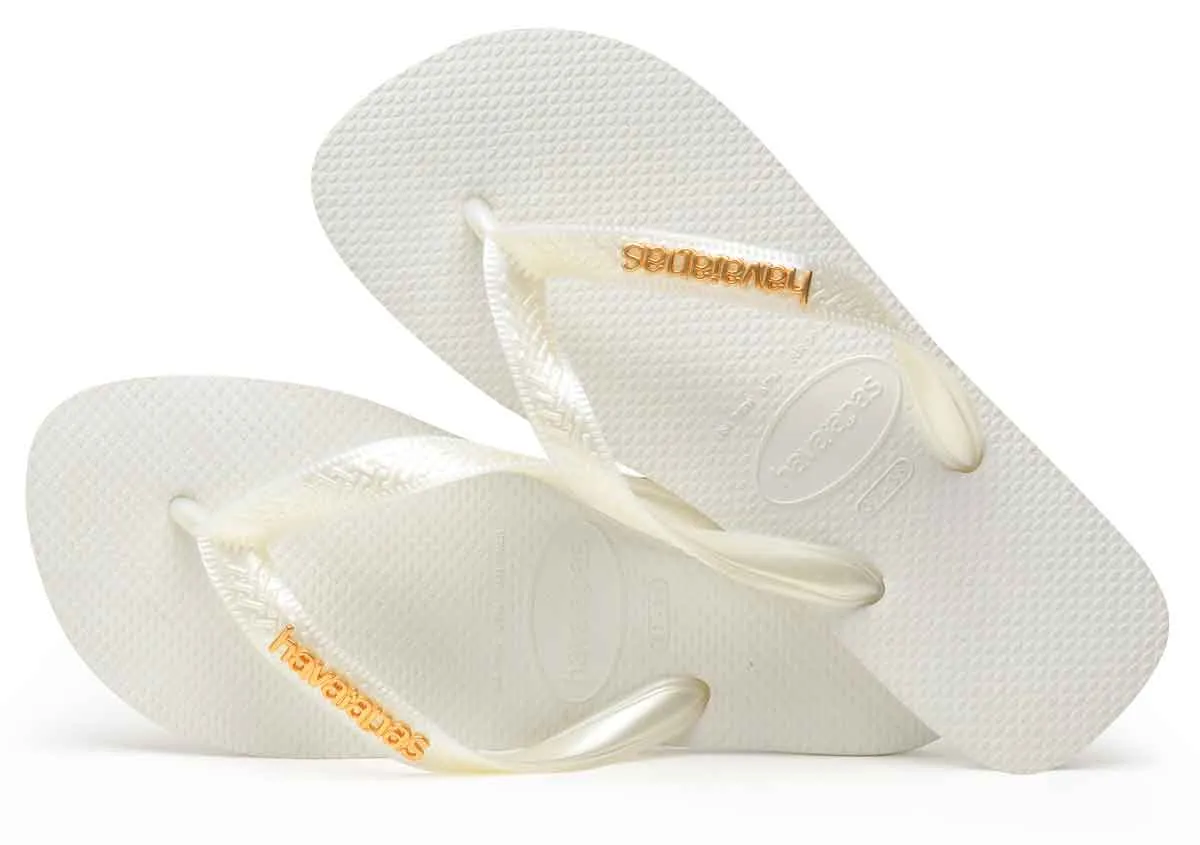 Havaianas Logo Meta In White Gold