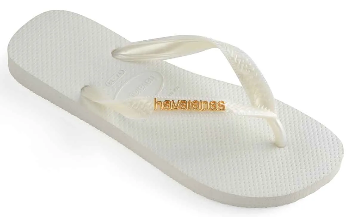 Havaianas Logo Meta In White Gold