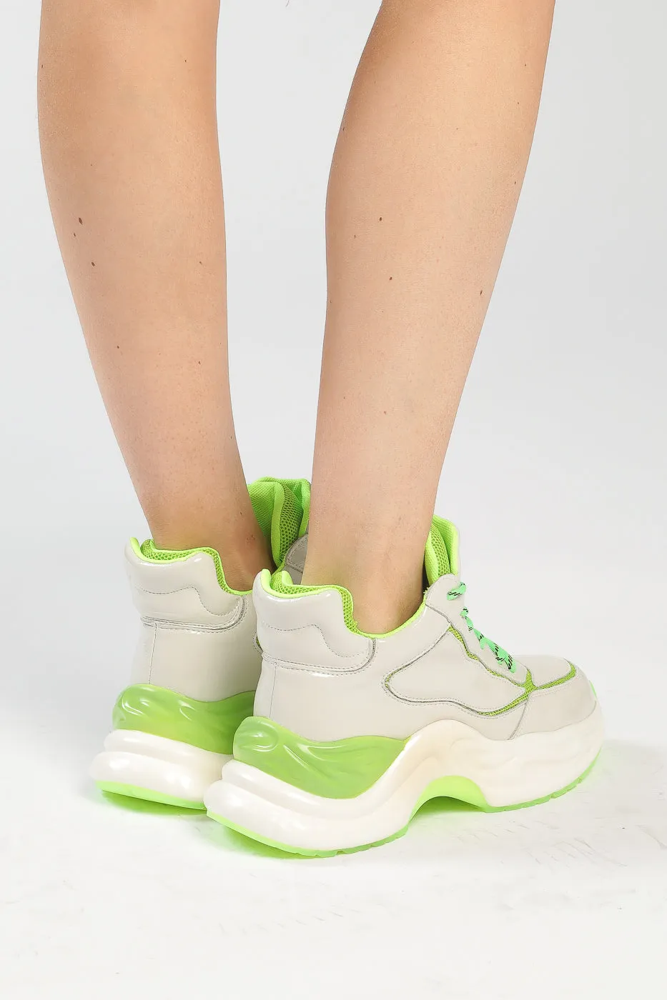 High-Top Chunky Sneakers - Neon Green