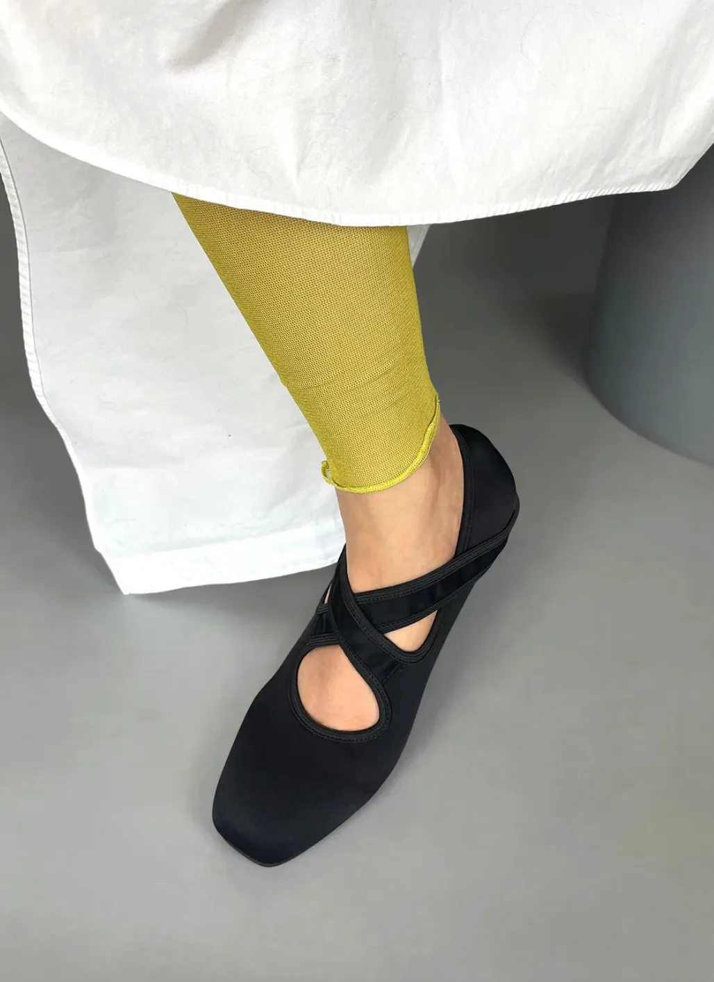 Hopp Studios X Ballet Flats in Black Stretch