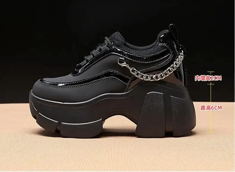 Joskaa 2024 New Hidden Heels Black Platform Sneakers