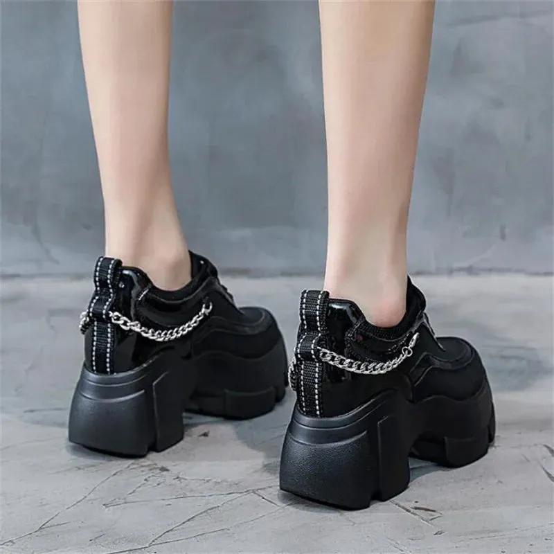 Joskaa 2024 New Hidden Heels Black Platform Sneakers