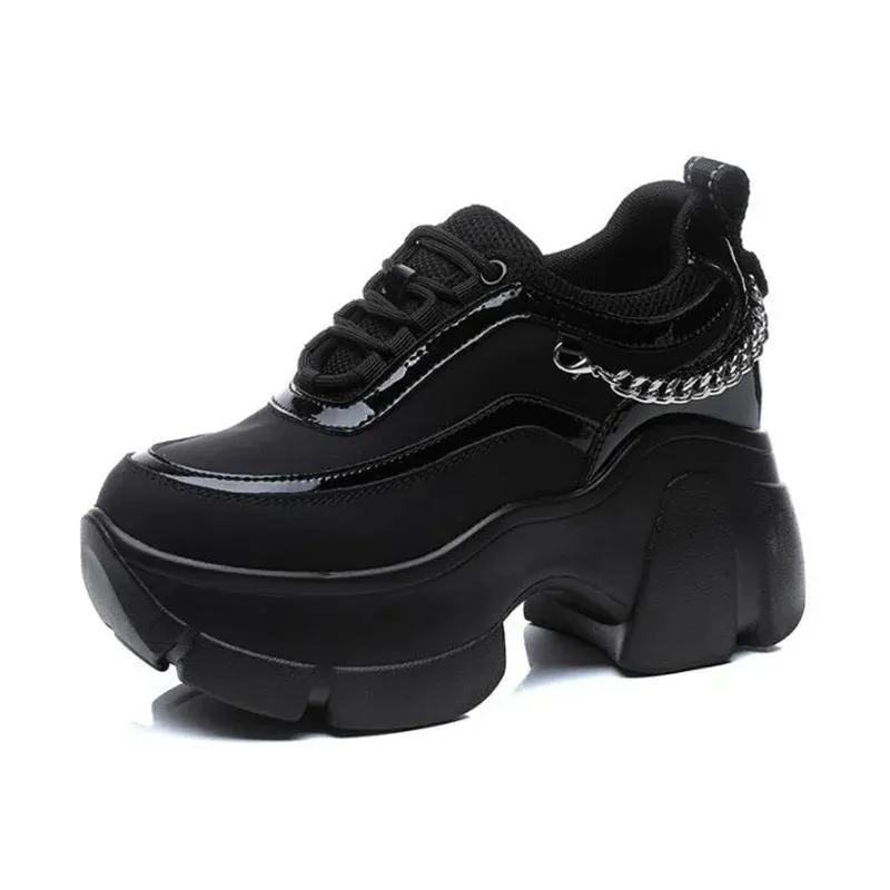 Joskaa 2024 New Hidden Heels Black Platform Sneakers