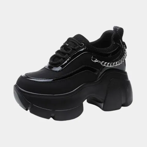 Joskaa 2024 New Hidden Heels Black Platform Sneakers