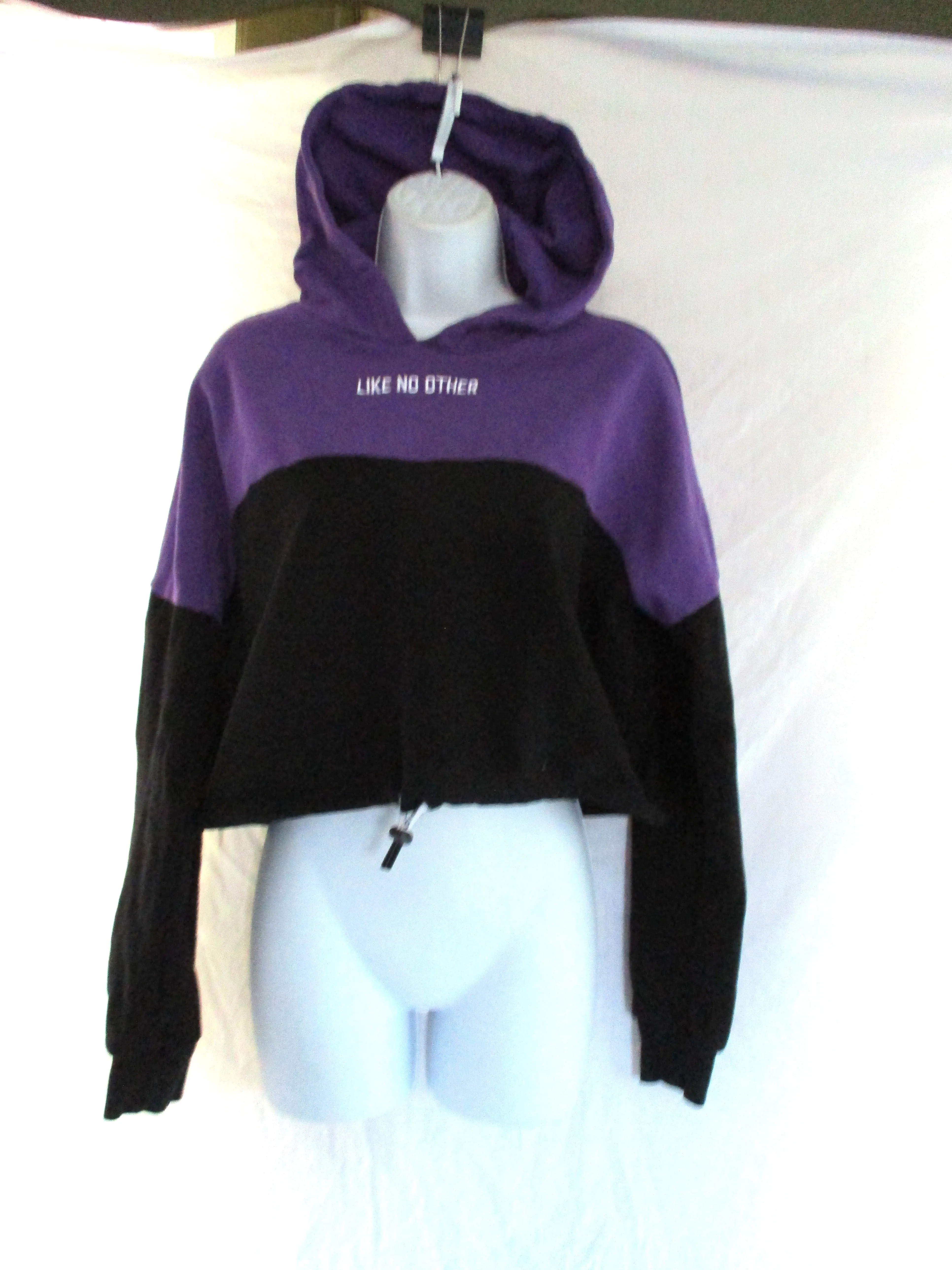 KAPPA LIKE NO OTHER URBAN STYLE Cropped Hoodie Sweatshirt Purple Black L