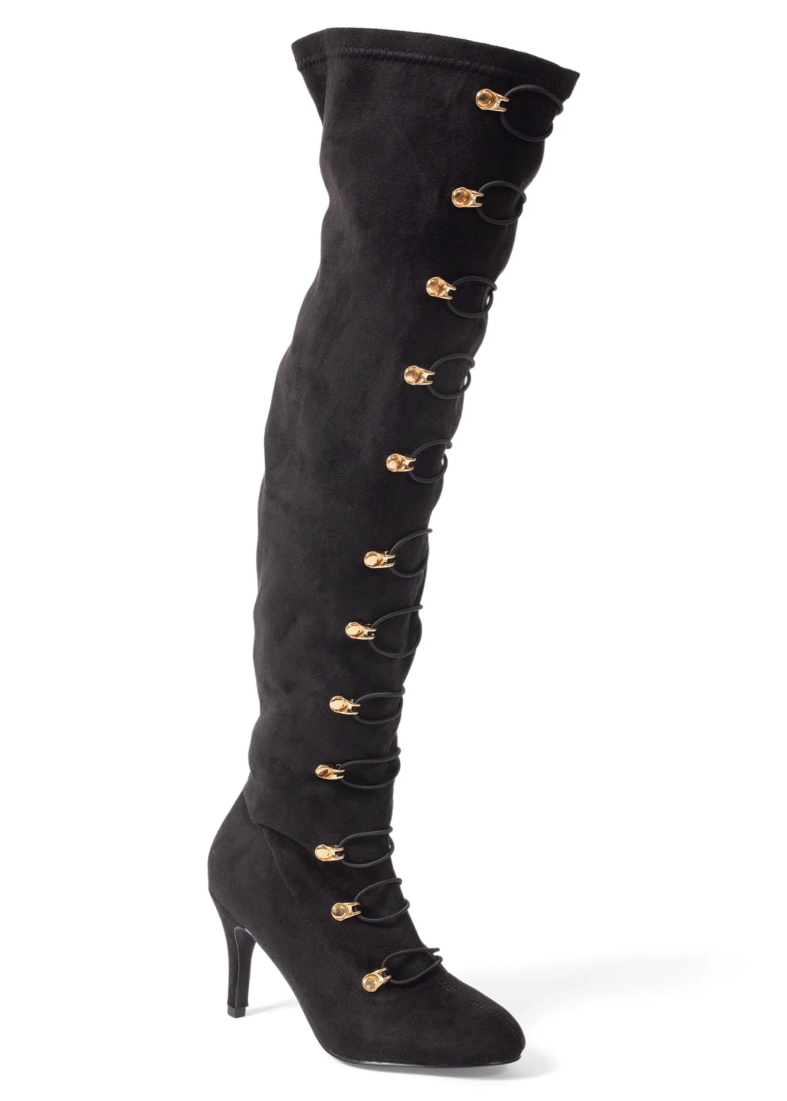 Lace Up Heeled Boot - Black