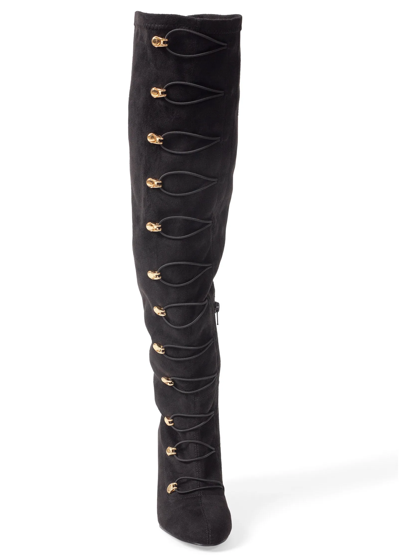 Lace Up Heeled Boot - Black