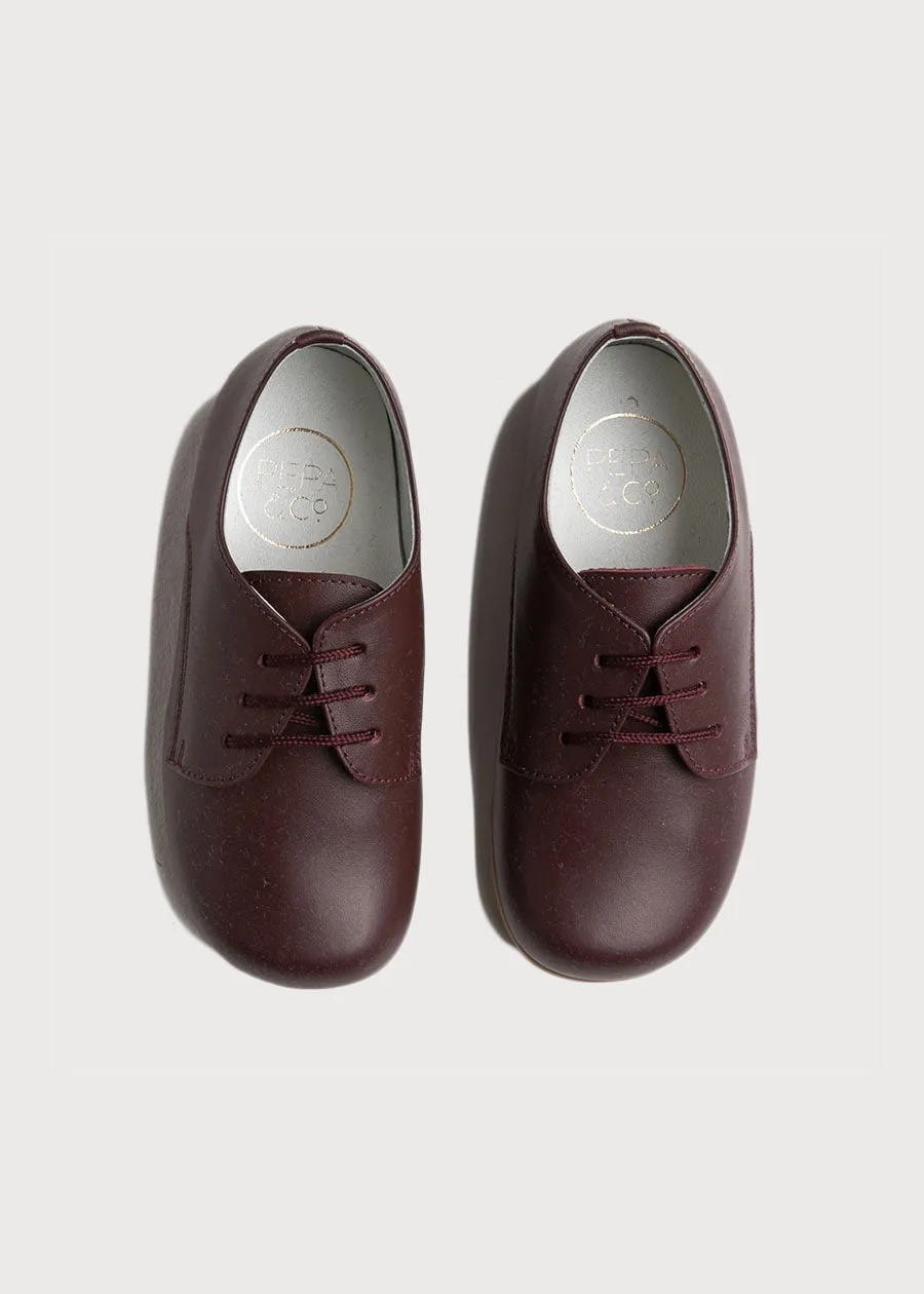 Leather Lace-Up Burgundy Shoes (20-34EU)