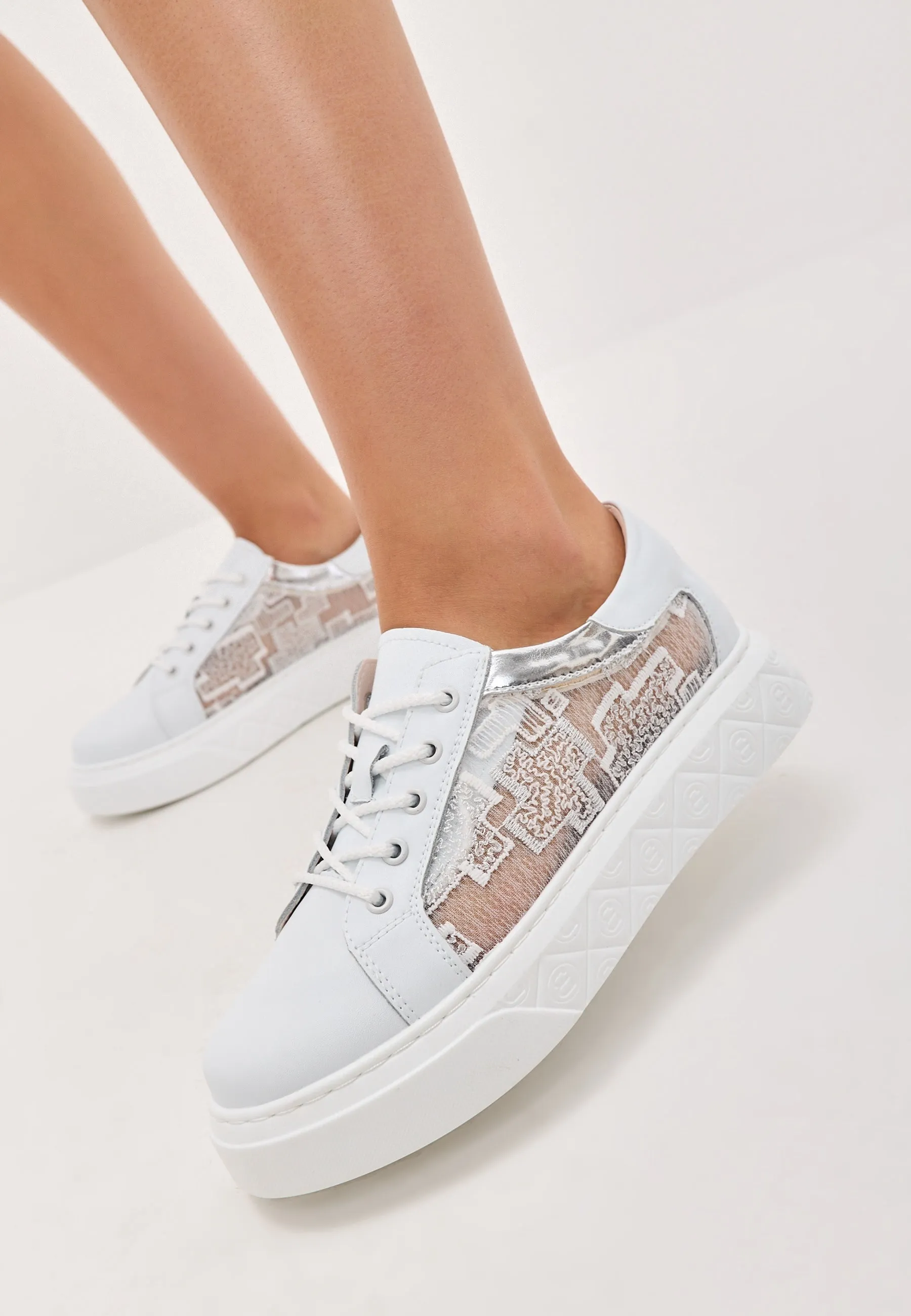 Leather Platform Sneakers Nancy - White