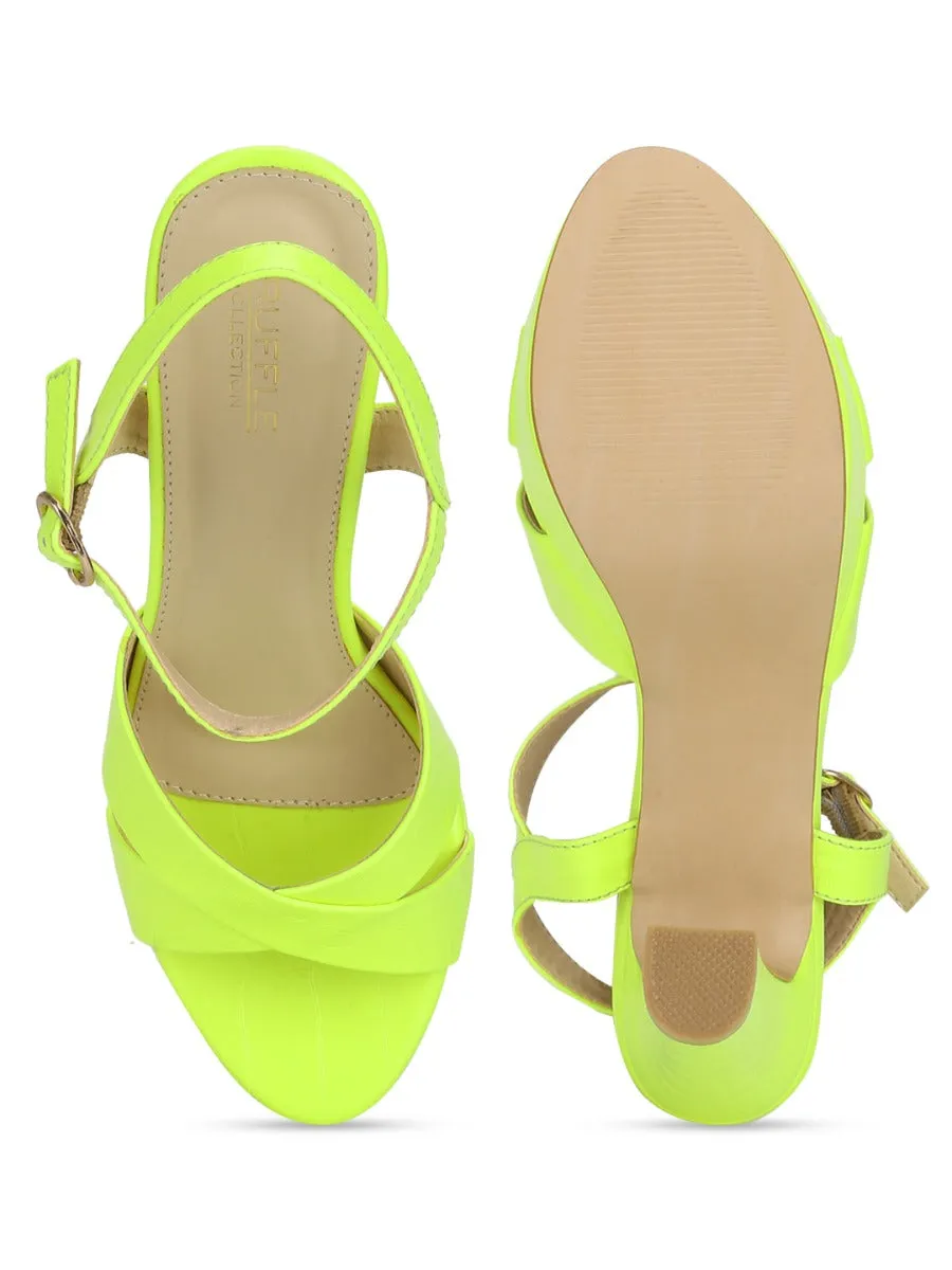 Lemon Green PU High Platform Heels